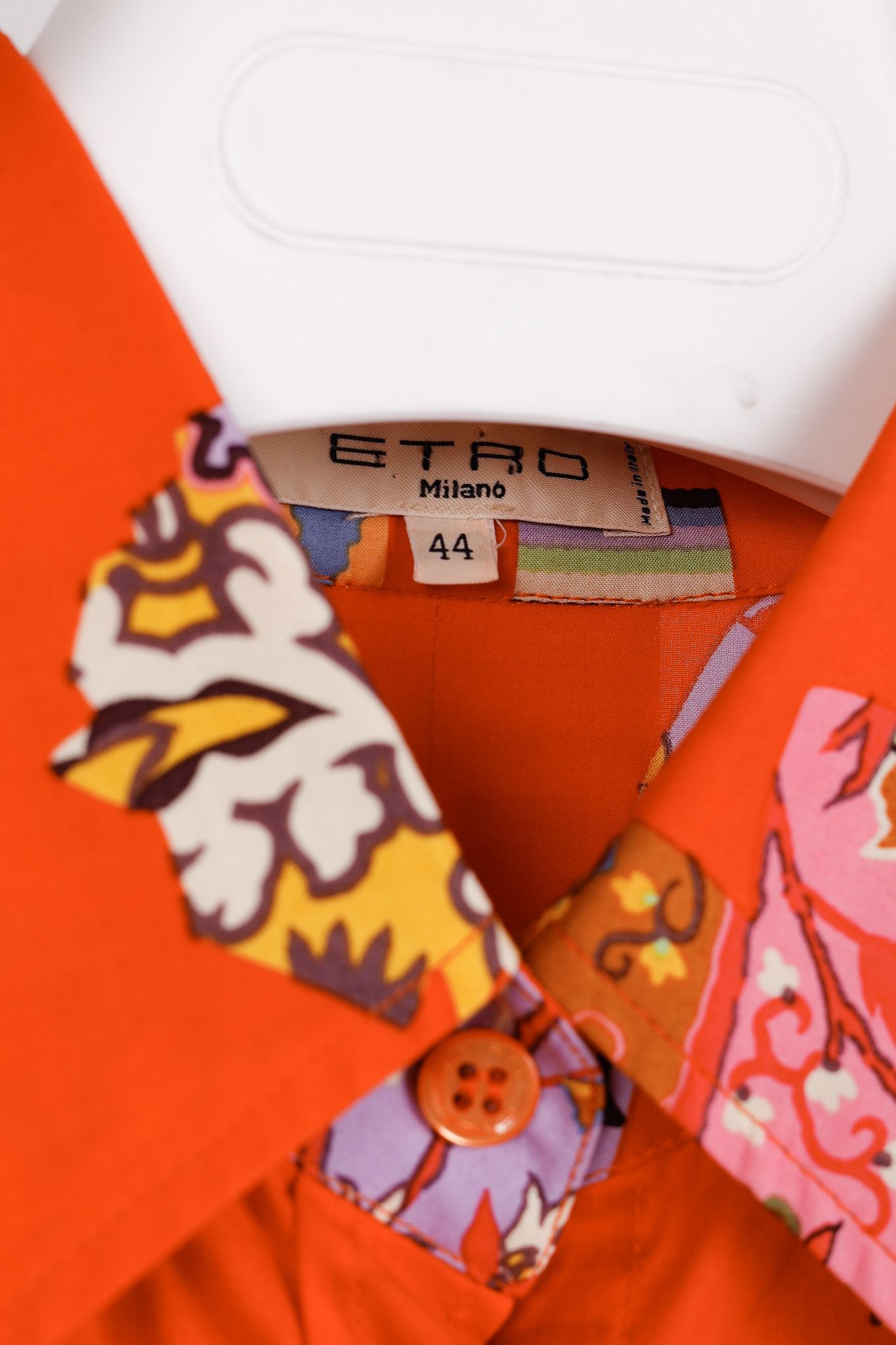 Etro Etro Vintage Orange Printed Cotton Shirt Dress Size M / US 6-8 / IT 42-44 - 4 Thumbnail