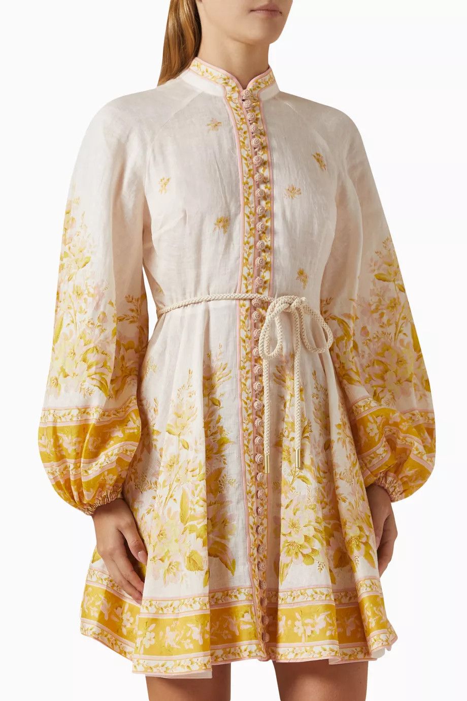 Zimmermann o1s22i1n1024 Floral Linen Mini Dress in Multicolor Size M / US 6-8 / IT 42-44 - 1 Thumbnail