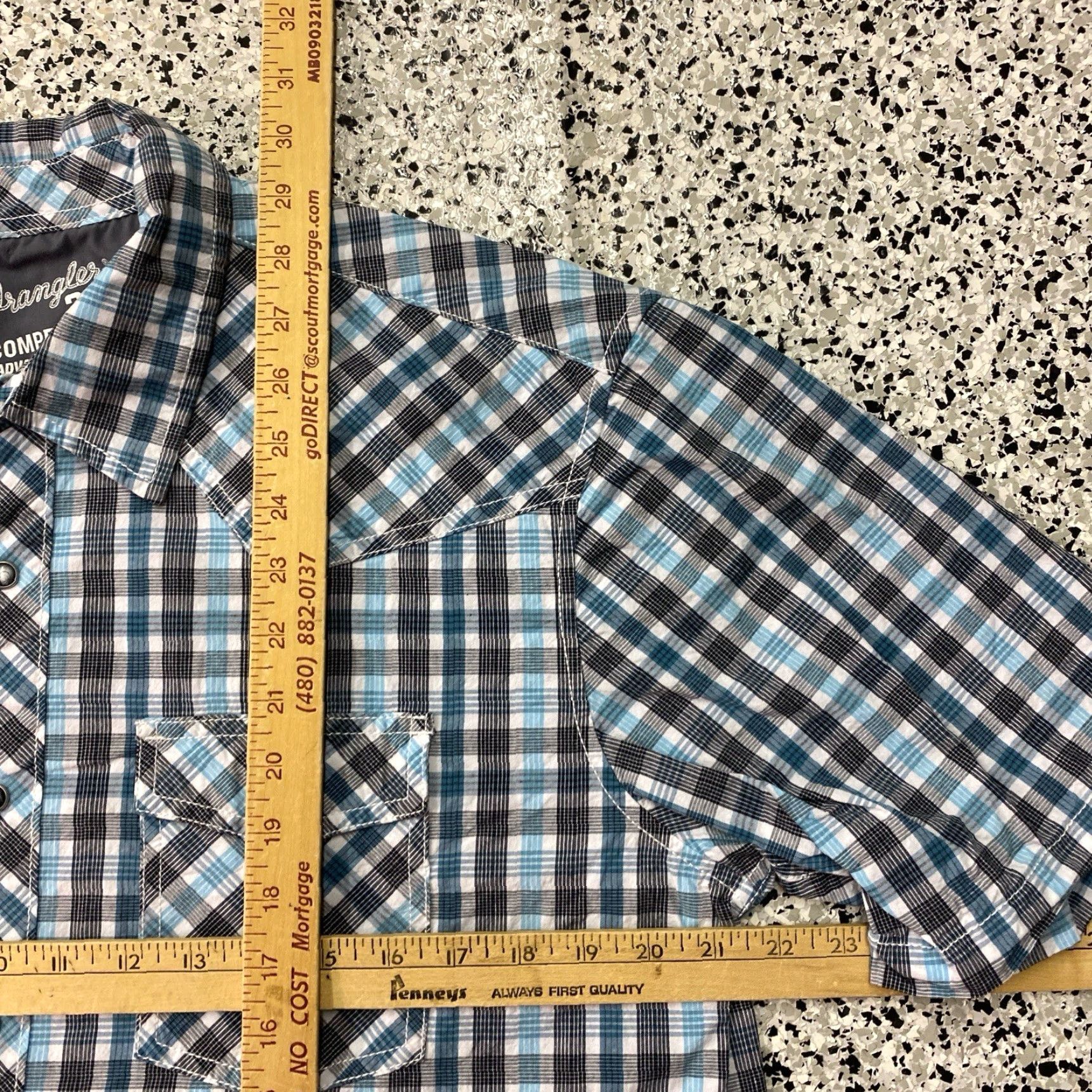 Wrangler Wrangler Shirt Mens Large Western Plaid Pearl Snaps Short Sleeve 20X Competition Multicolor Size US 33 - 3 Thumbnail