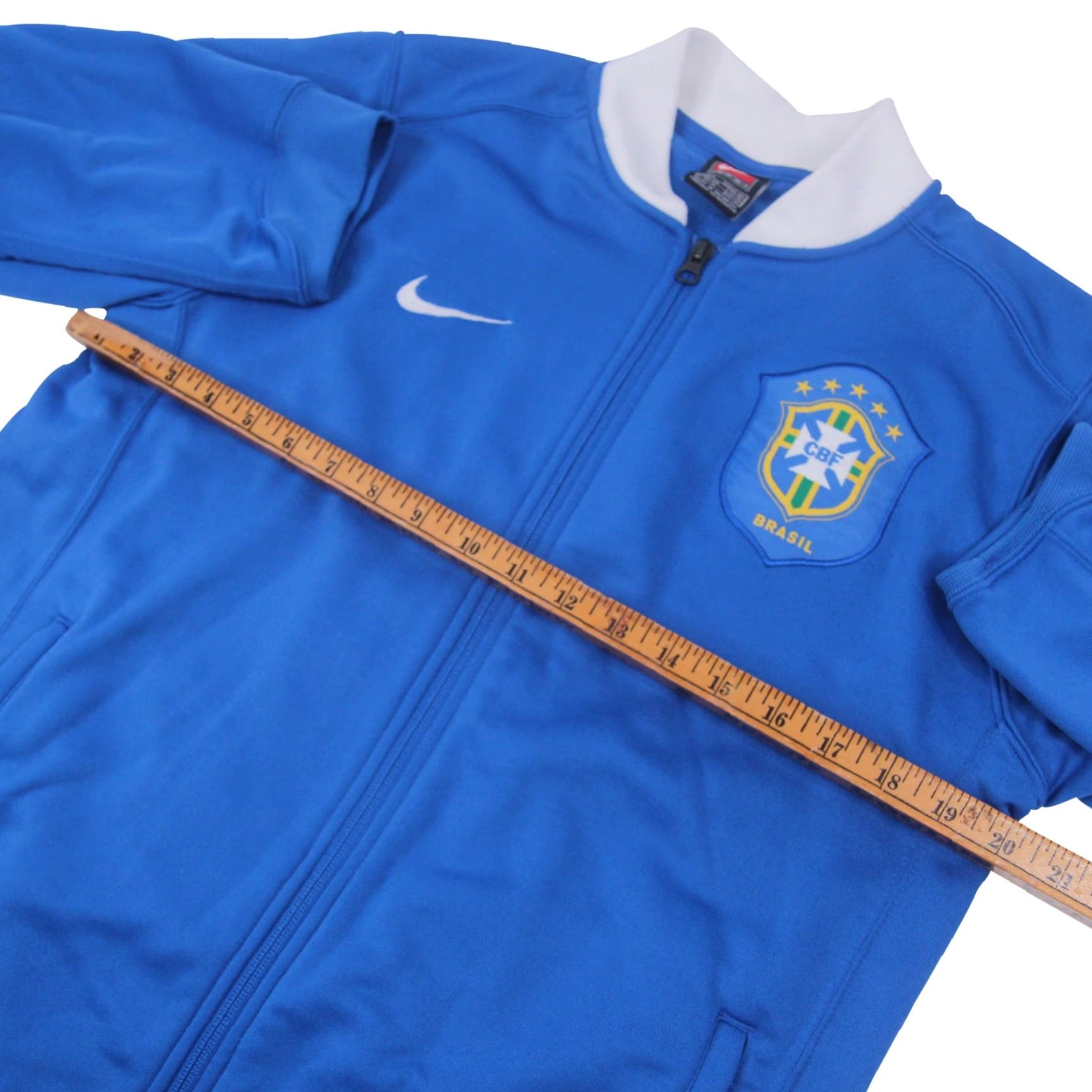 Nike VINTAGE Nike Brazil Football CBF Mens Large Spellout Track Jacket Blue Size US L / EU 52-54 / 3 - 5 Thumbnail