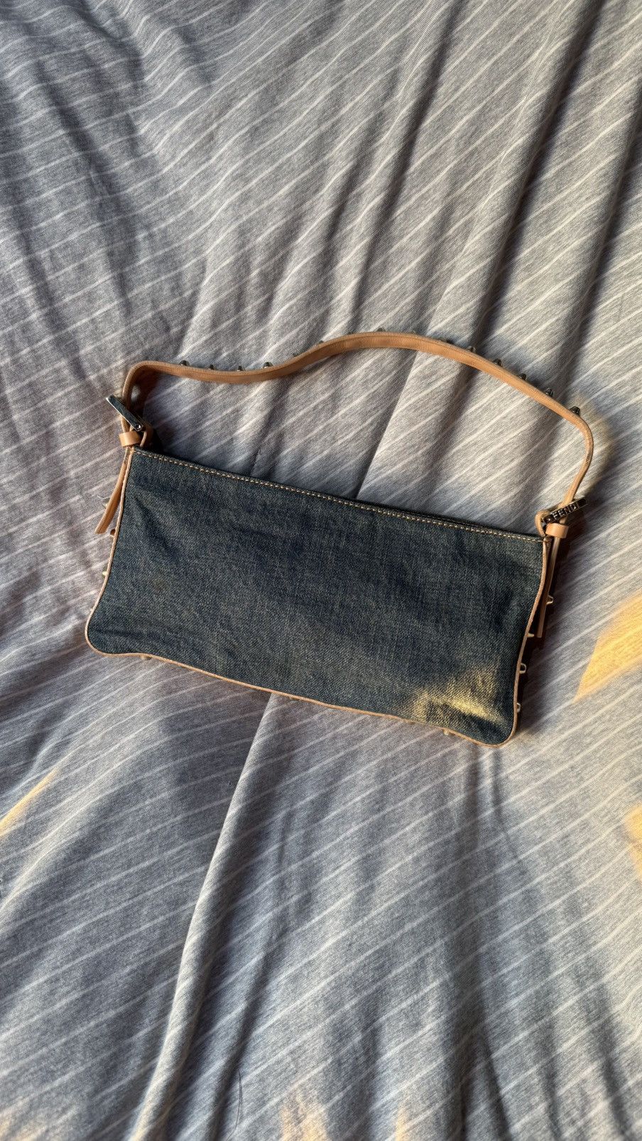 Fendi Fendi Blue/Beige Denim and Leather Baguette Bag Size ONE SIZE - 12 Thumbnail