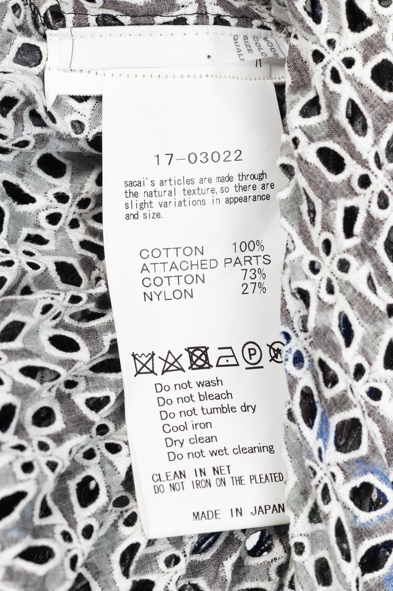 Sacai Sacai SS/17 Cotton Perforated Eyelet Pleated Wrap Skirt Size 32" / US 10 / IT 46 - 8 Thumbnail