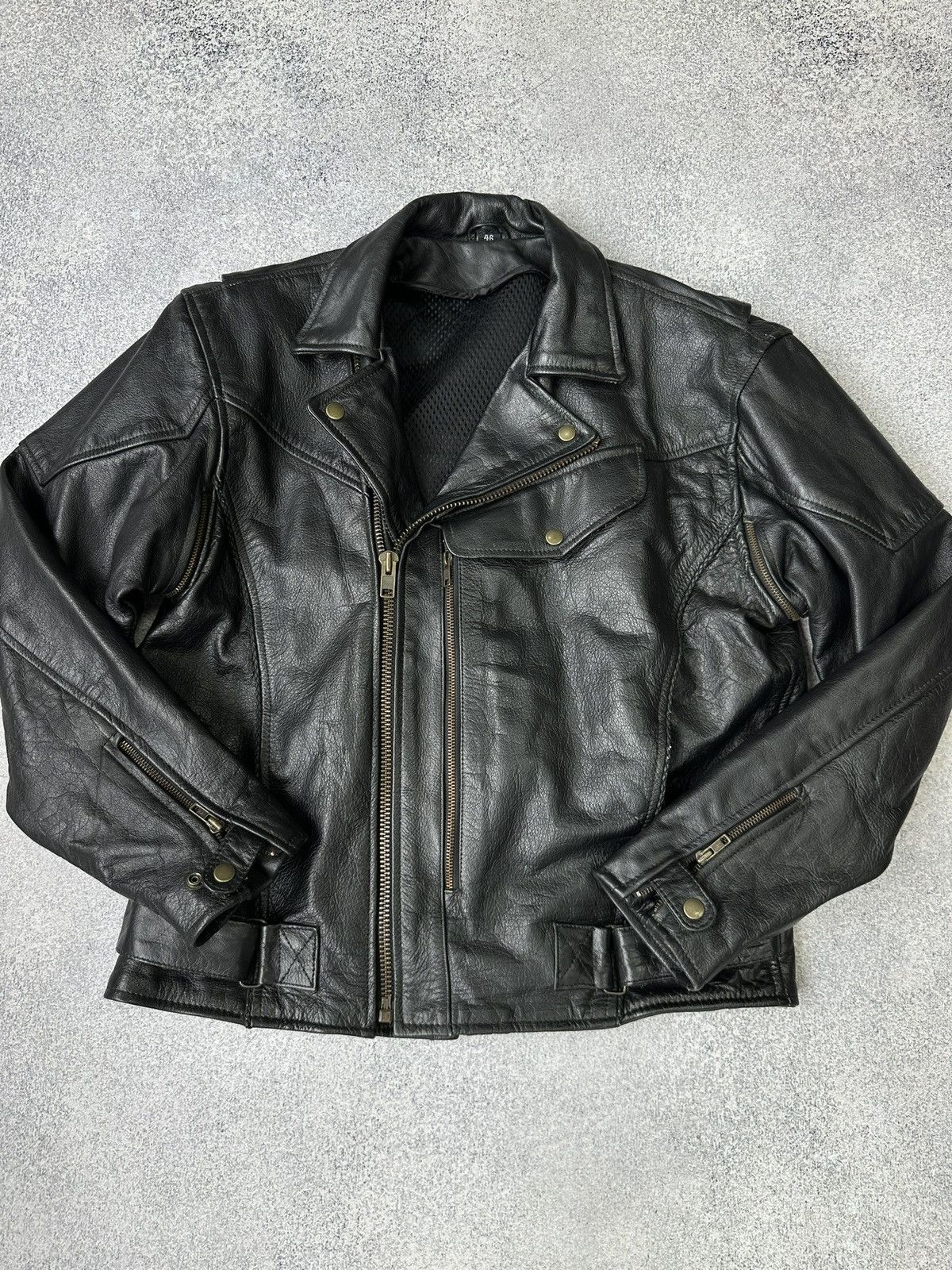 Genuine Leather × Vintage Vintage Genuine Leather Biker Motorcycle Heavy Jacket 90s Size US M / EU 48-50 / 2 - 4 Thumbnail