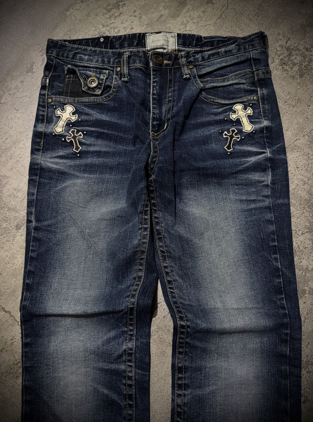 Tornado Mart Y2k Lolita skull cross ifsixwasnine bootcut jeans Size US 31 - 7 Thumbnail