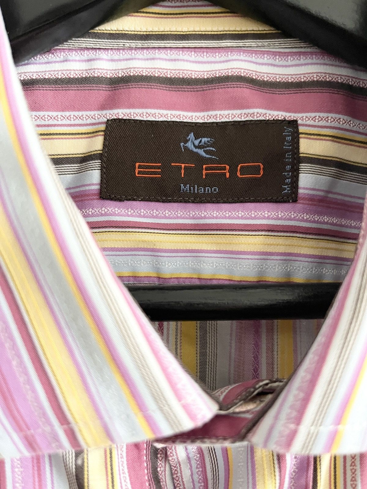 Etro STEAL! Vintage Etro Pink Base Stripe Shirt Size 44R - 7 Thumbnail