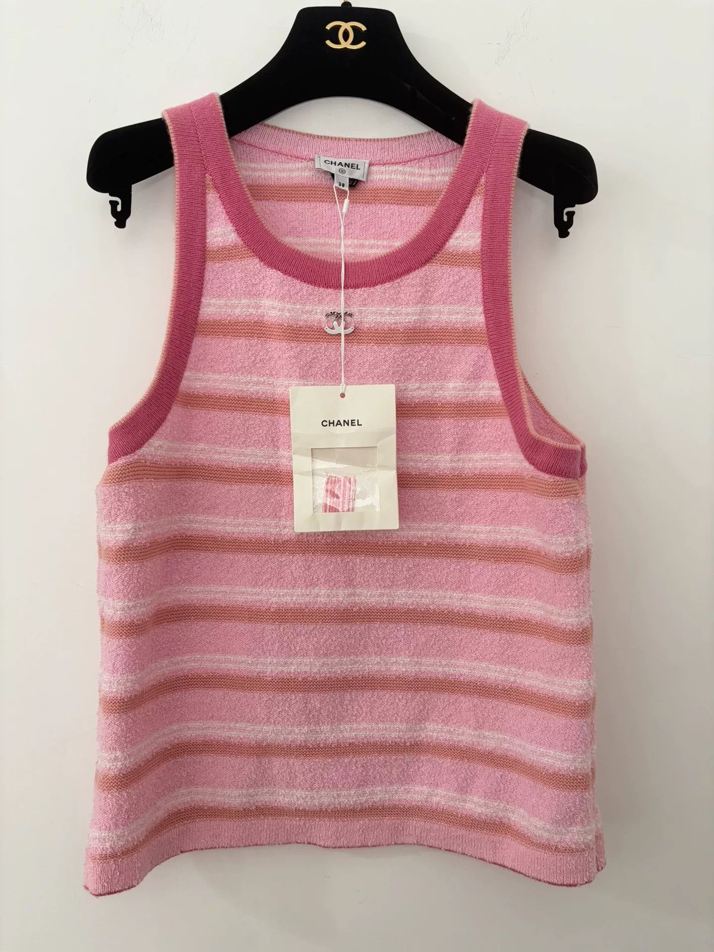 Chanel Chanel Pink Striped Towel Fabric Tank Size US S / EU 44-46 / 1 - 1 Thumbnail