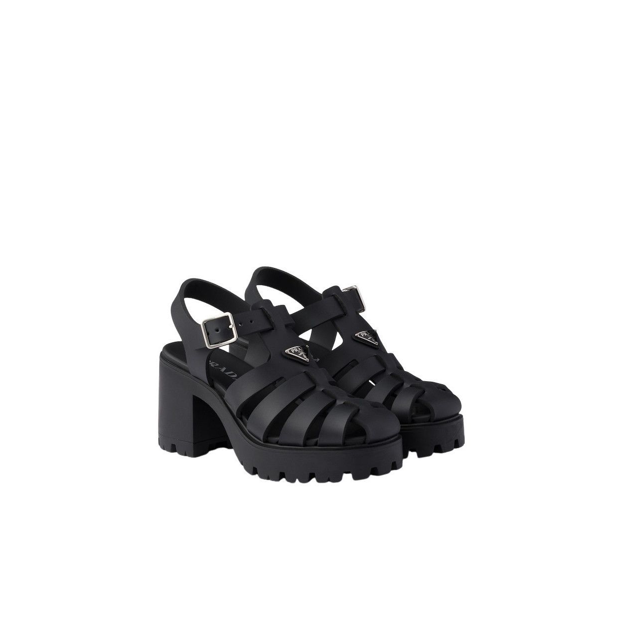 Prada PRADA $950 Black Rubber 90mm Platform Sandals New & Authenti Size US 10 / IT 40 - 1 Thumbnail