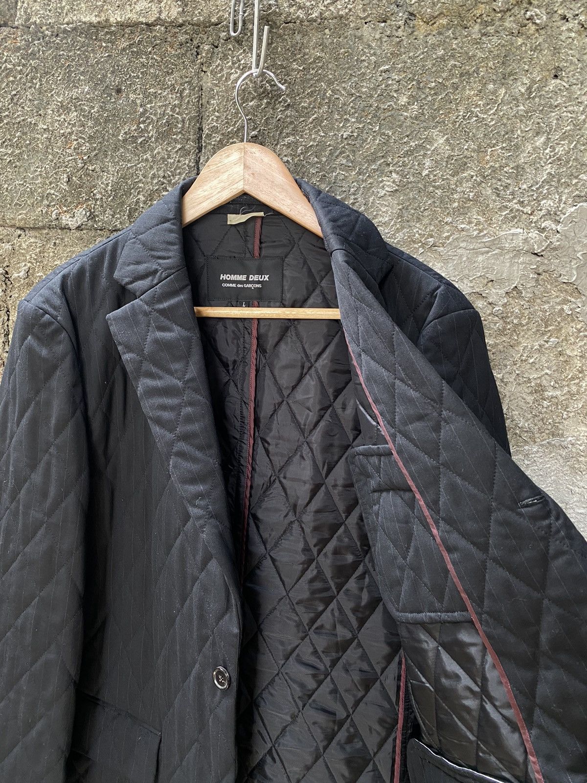 Comme des Garcons Homme Deux Diamond Quilt Wool Jacket Size US L / EU 52-54 / 3 - 6 Thumbnail