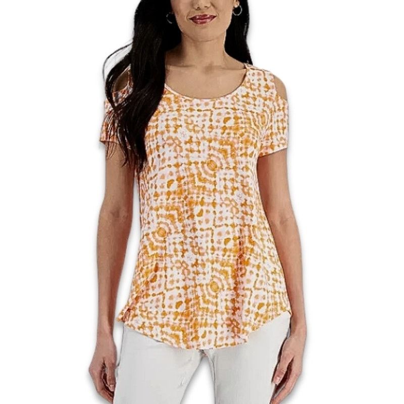 Other JM Collection Blouse Cold Shoulder Tie-Dye Orange 4X NWT Size 4XL / US 24-26 - 1 Thumbnail