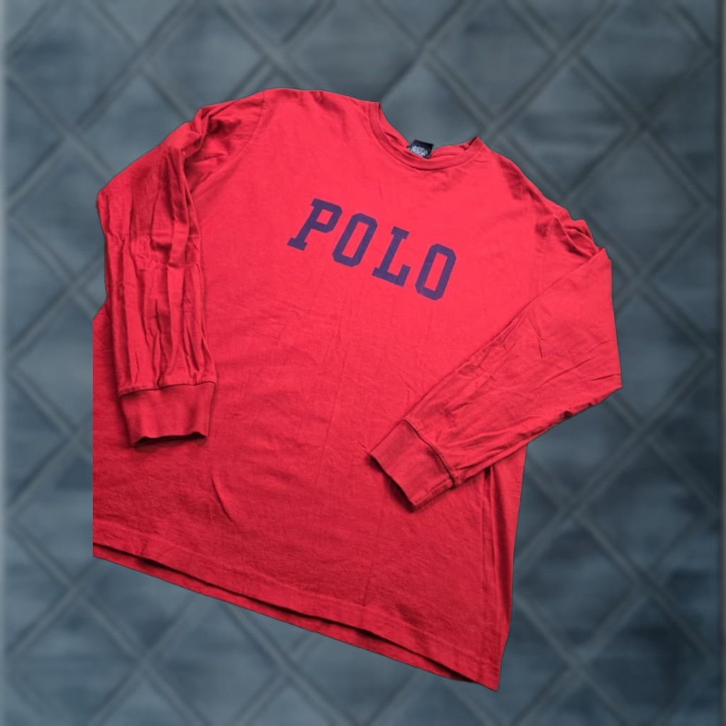 Vintage VINTAGE Polo Sport Shirt Mens M Red 90s USA Crew Neck Long Sleeve T-Shirt Logo Cotton Polo Sport Size US M / EU 48-50 / 2 - 1 Thumbnail