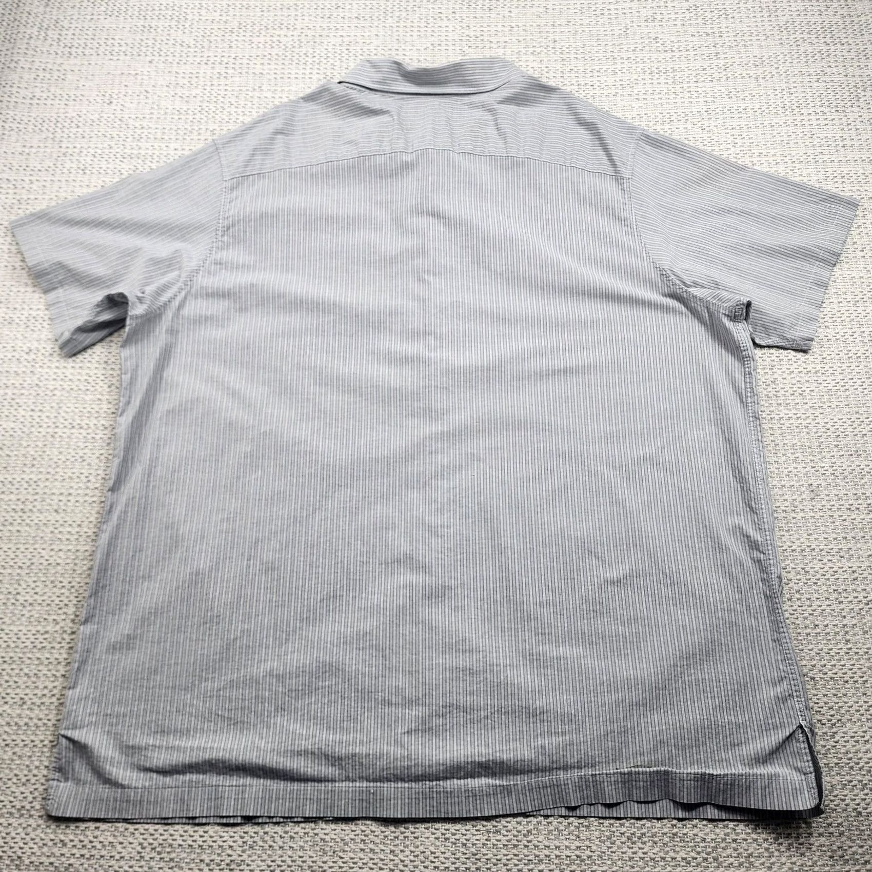 Murano Murano Shirt Mens 3XL Tall Gray Modern Comfort Short Sleeve Button Up Striped Shirt Size US XXL / EU 58 / 5 - 6 Thumbnail
