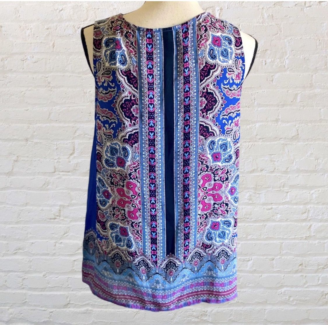 Cynthia Rowley CYNTHIA ROWLEY SLEEVELESS PAISLEY KEYHOLE TIE TANK TOP Size M / US 6-8 / IT 42-44 - 6 Thumbnail