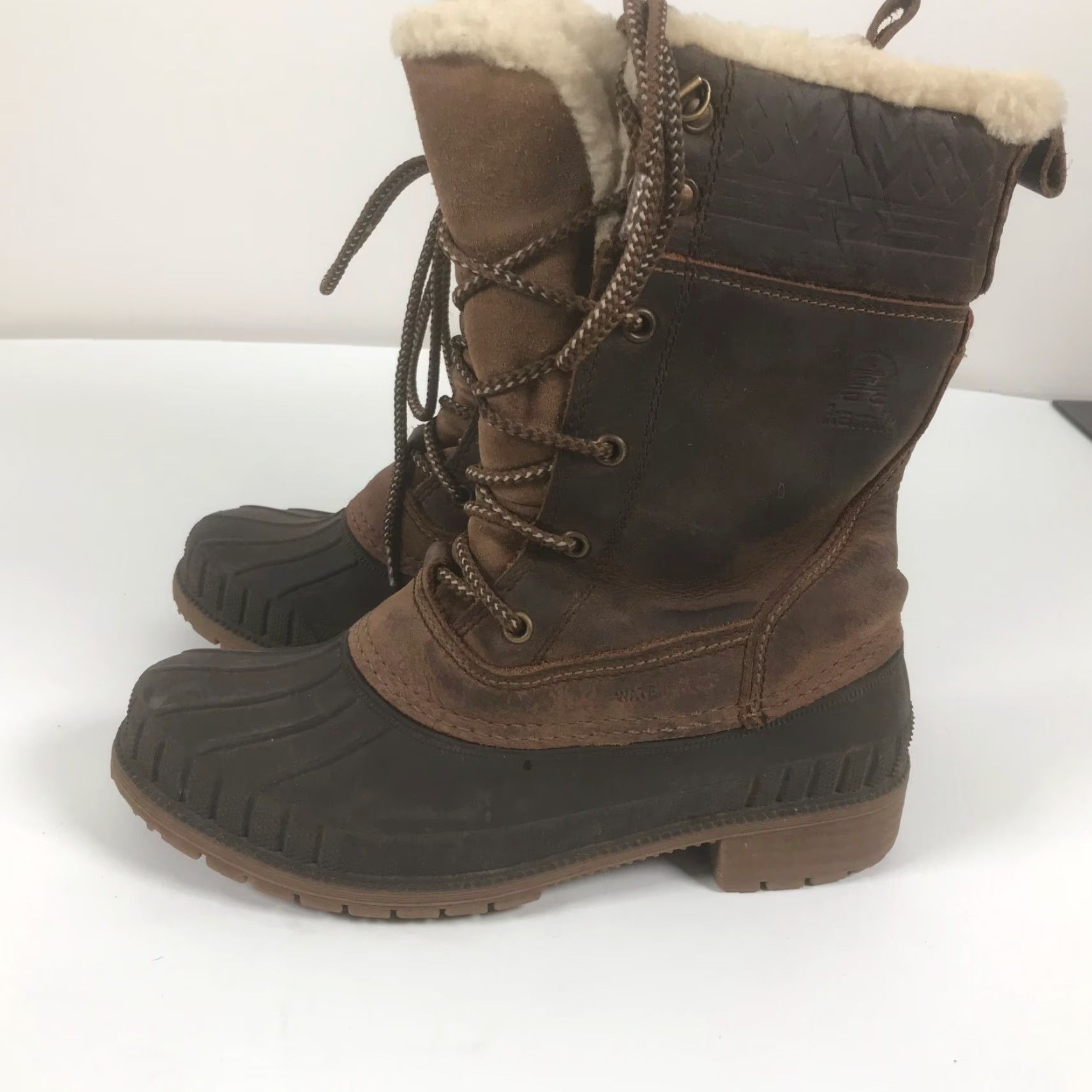 Vintage Kamik Siennah Womens Boot Brown Leather Lace Up Mid-Calf Faux Fur Lined Waterproof Non-Slip 3M Thinsulate Winter Boots 8 M Women Size M / US 6-8 / IT 42-44 - 2 Thumbnail