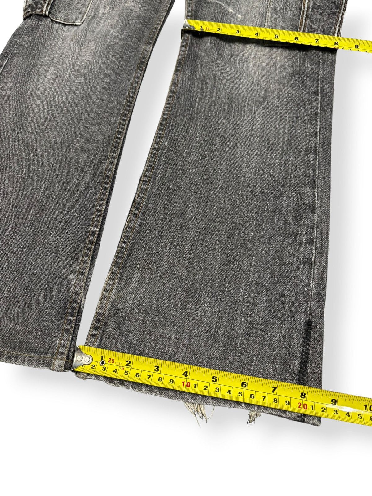 Le Grande Bleu (L.G.B.) Japanese Brand Black Faded Bootcut Distressed Cargo Jeans Size US 31 - 15 Thumbnail