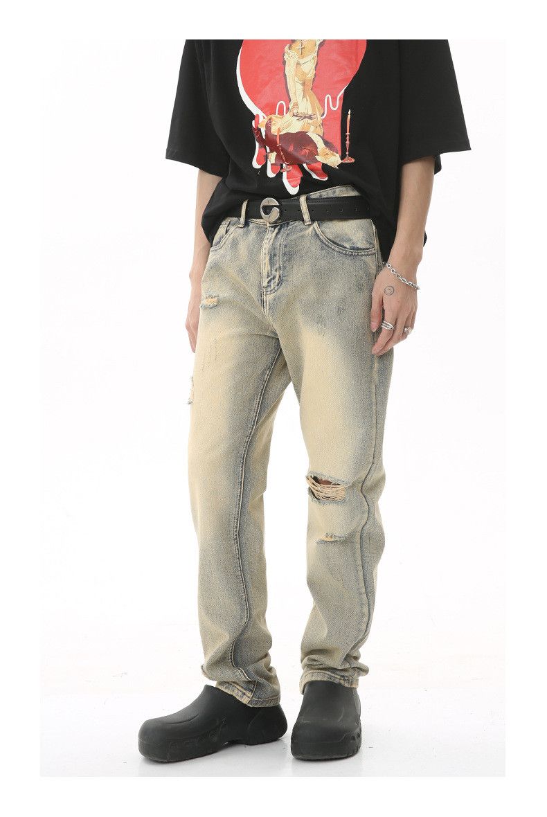 Vintage Japanese retro slim fit ripped casual straight leg jeans Size US 32 / EU 48 - 3 Thumbnail
