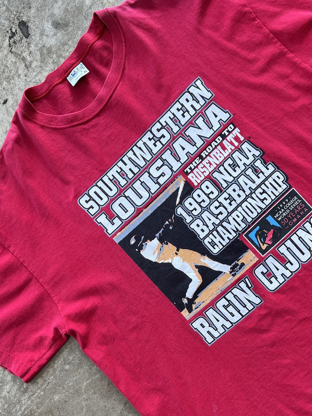 NCAA Vintage 1999 NCAA Baseball Championship Ragin Cajuns Tee XL Size US XL / EU 56 / 4 - 1 Thumbnail