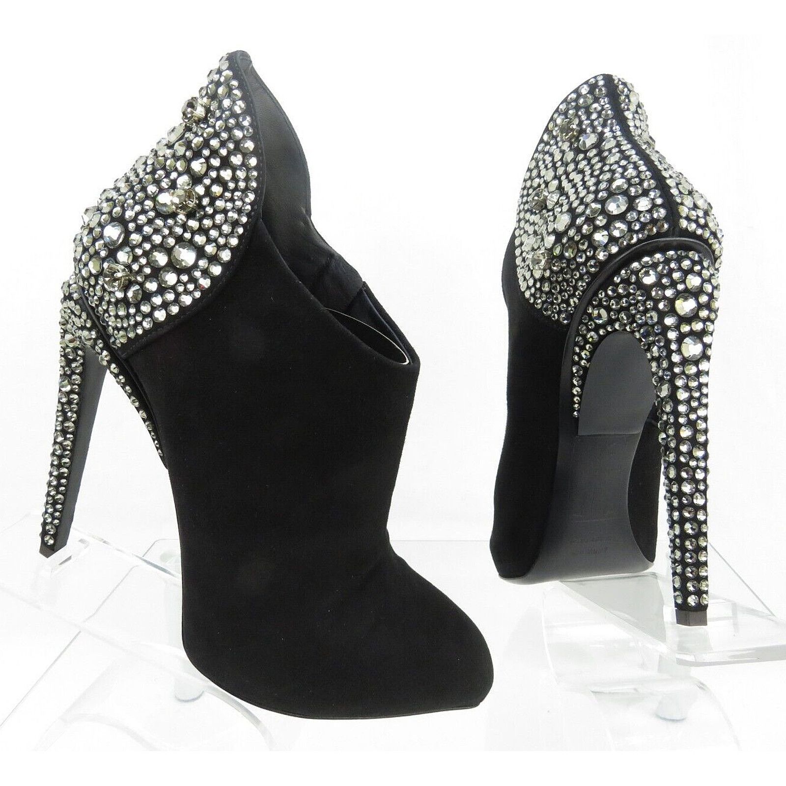 Giuseppe Zanotti LOPEZ FRIDA 120 BLACK SUEDE CRYSTALS ZIP BOOTIE PUMPS 40 Size US 10 / IT 40 - 7 Thumbnail