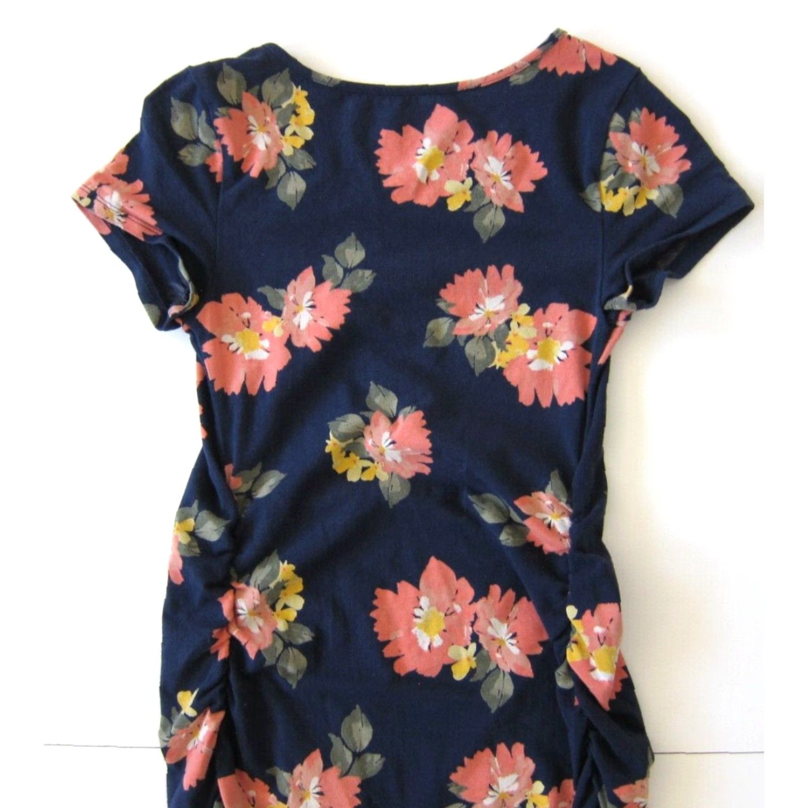 Vintage Isabel Maternity Blue Pink Floral Stretch Short Sleeve Fitted Shirt Dress XS Size XS / US 0-2 / IT 36-38 - 6 Thumbnail