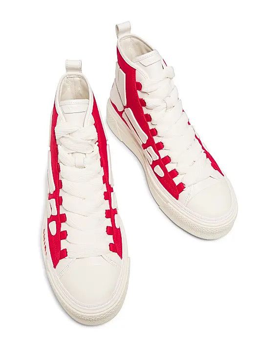 Amiri os11x0326 Skel Court High-Top Sneakers in Red/White Size US 9 / EU 42 - 4 Thumbnail