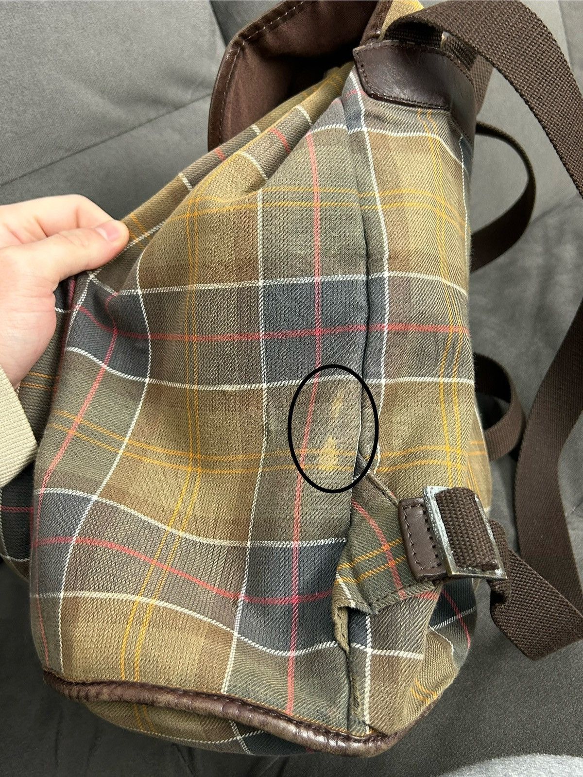 Barbour Barbour Tartan Canvas Leather Trim Backpack Vintage Size ONE SIZE - 4 Thumbnail