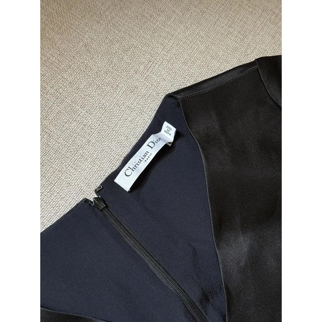 Dior Christian Dior Satin Silk Wrap Navy Mid-length Dress FR38 Size S / US 4 / IT 40 - 4 Thumbnail