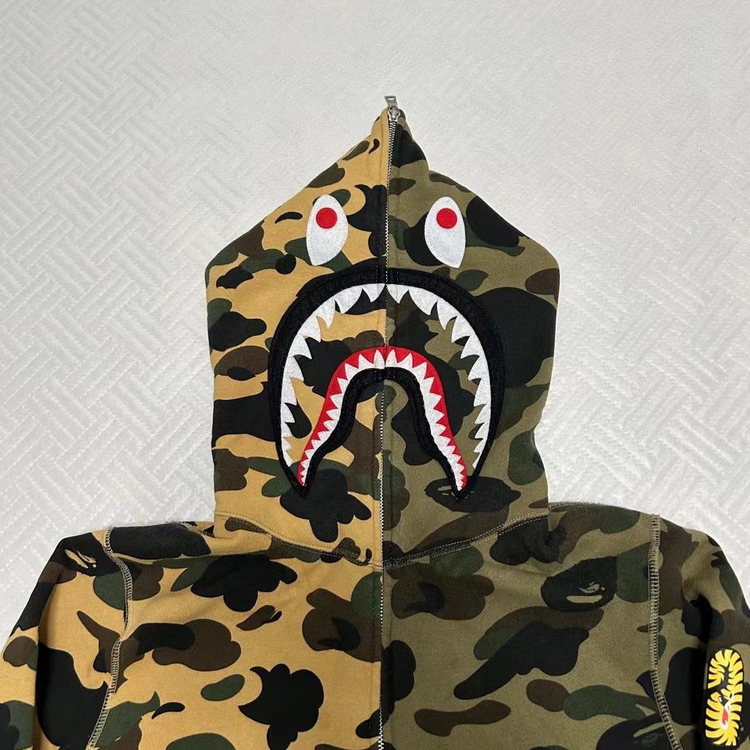Bape 1ST CAMO SHARK HALF FULL ZIP HOODIE Size US L / EU 52-54 / 3 - 3 Thumbnail