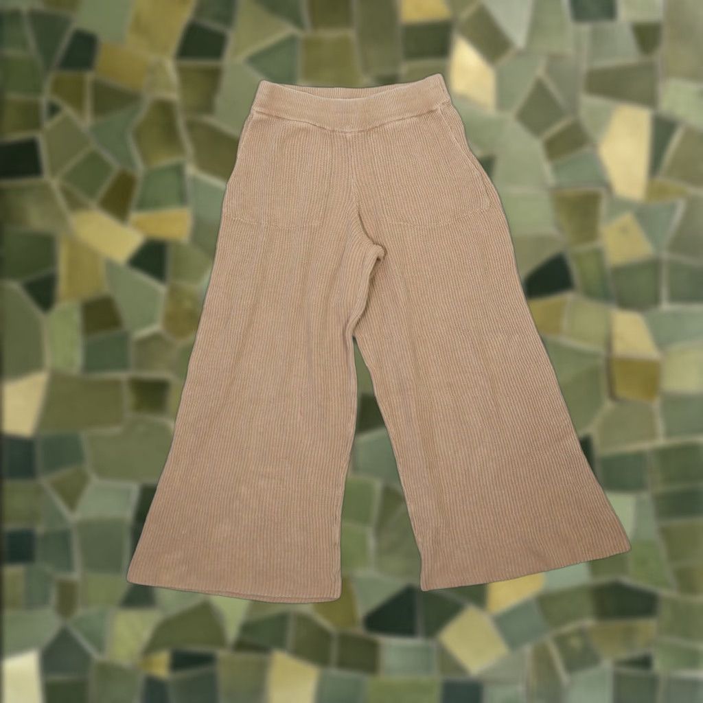 Free People Free People Beach Tan Linen and Cotton Knit Wide Leg Pants S Women's Pants Casual Bohemian Mid 90s? Size 28" / US 6 / IT 42 - 1 Thumbnail