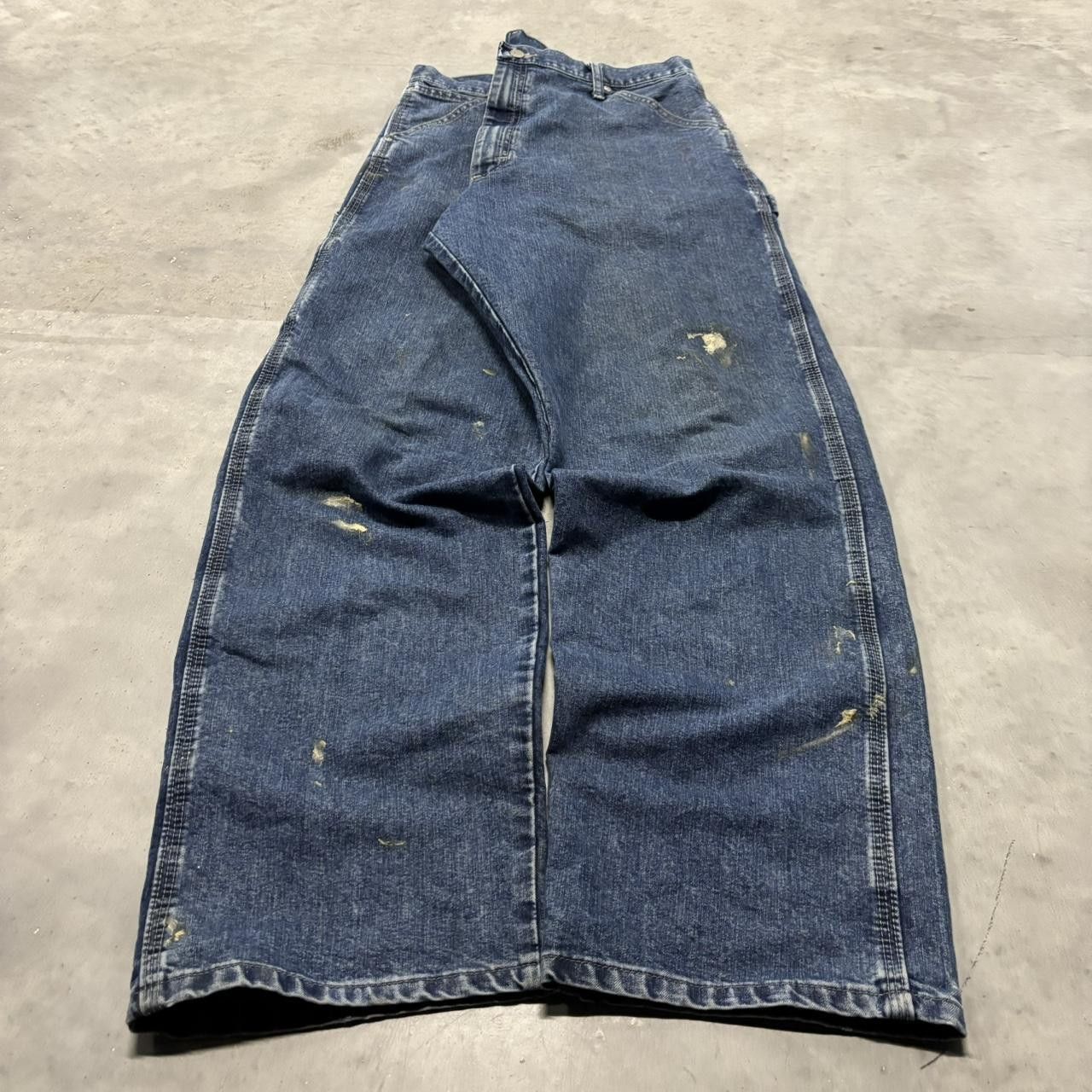 Japanese Brand × Vintage Crazy Vintage Y2K/2000s Baggy Grunge Dark Wash Carpenter Skater Denim Jeans! Size US 38 / EU 54 - 3 Thumbnail