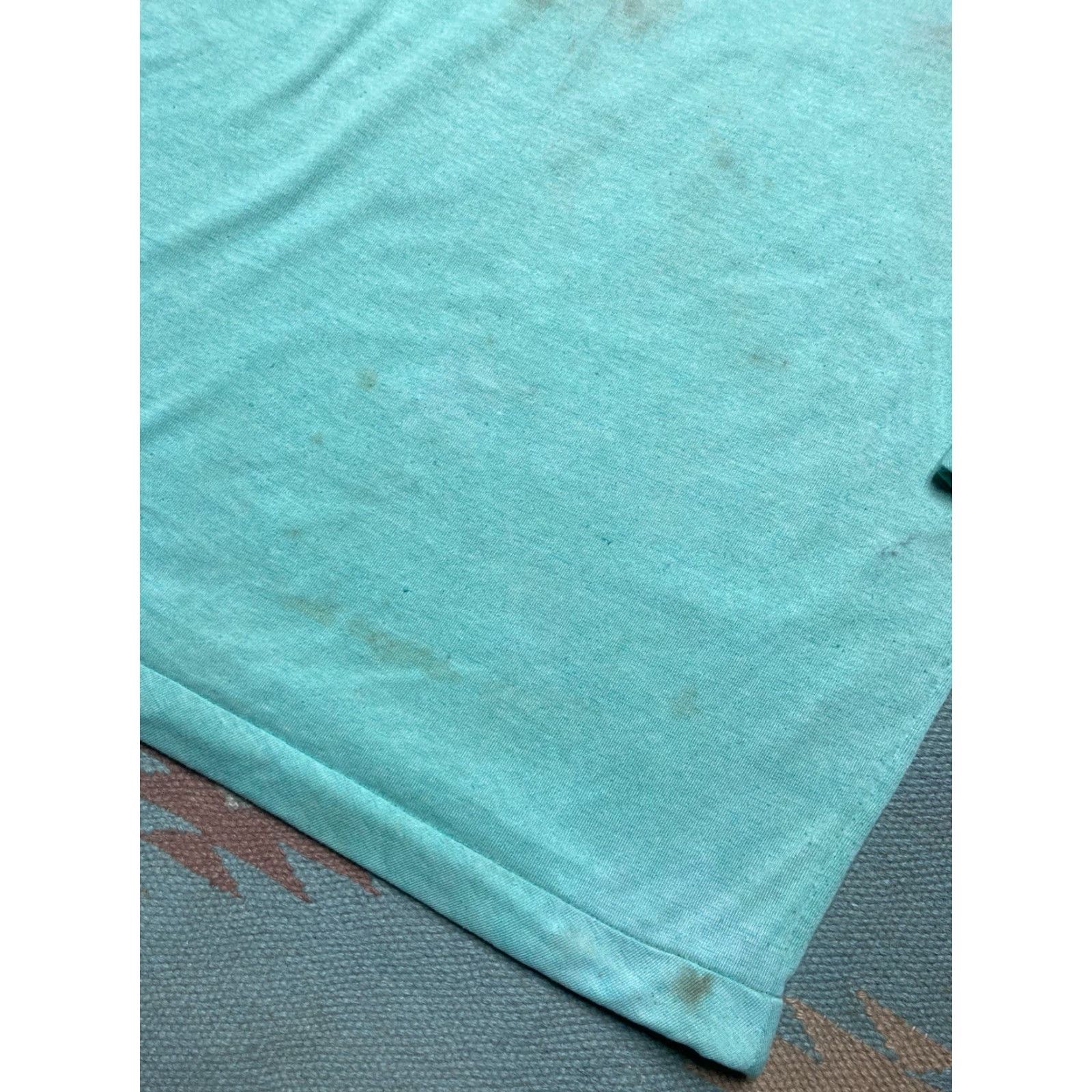 Vintage VINTAGE 70s T-Shirt Cotton Light Blue Boxy Half Sleeve XL Men | 70s Theme, Distressed, Soft Thin Size US XL / EU 56 / 4 - 4 Thumbnail