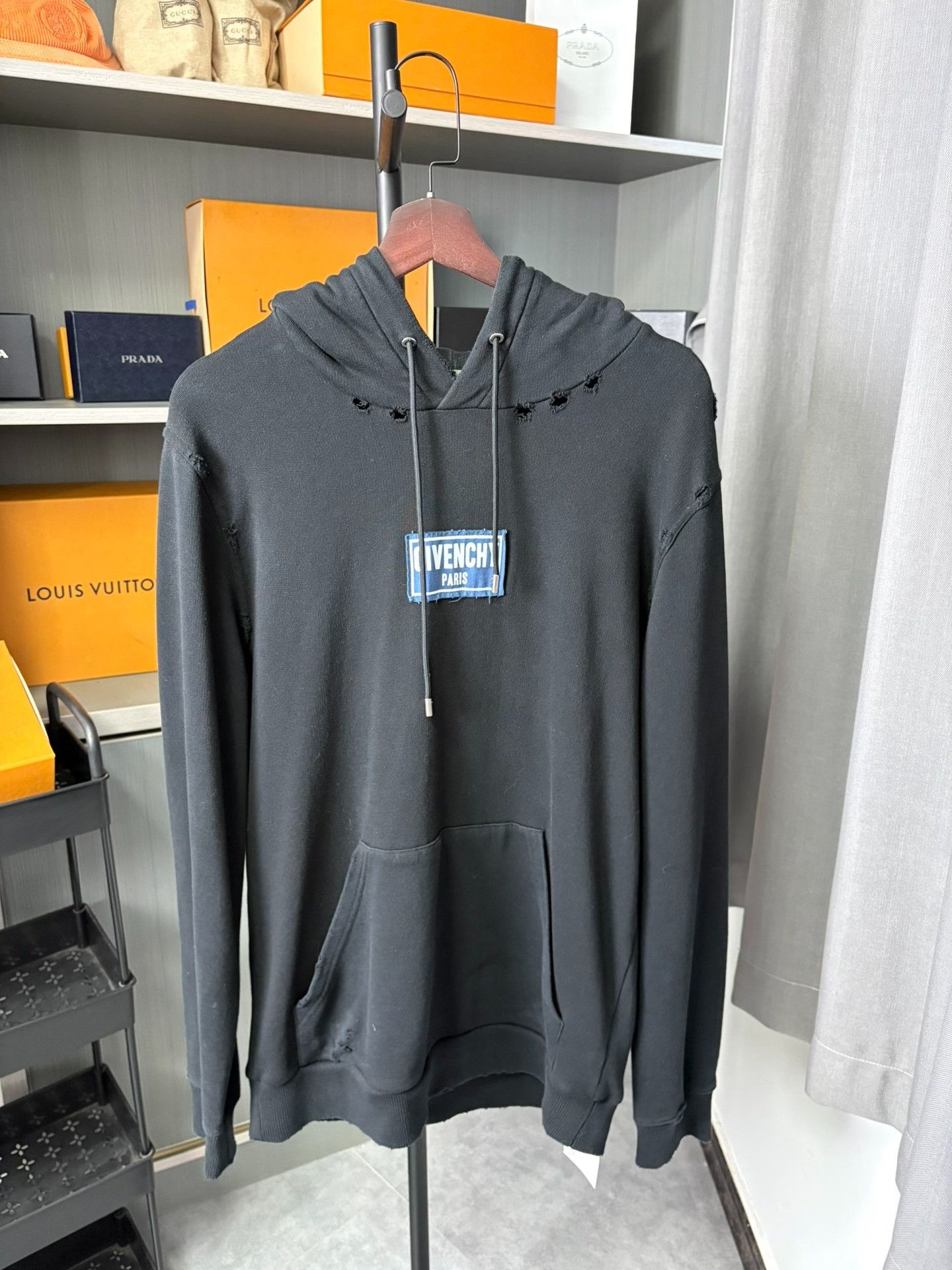 Givenchy Givenchy Distressed Blue Hoodie S Men Size US S / EU 44-46 / 1 - 1 Thumbnail