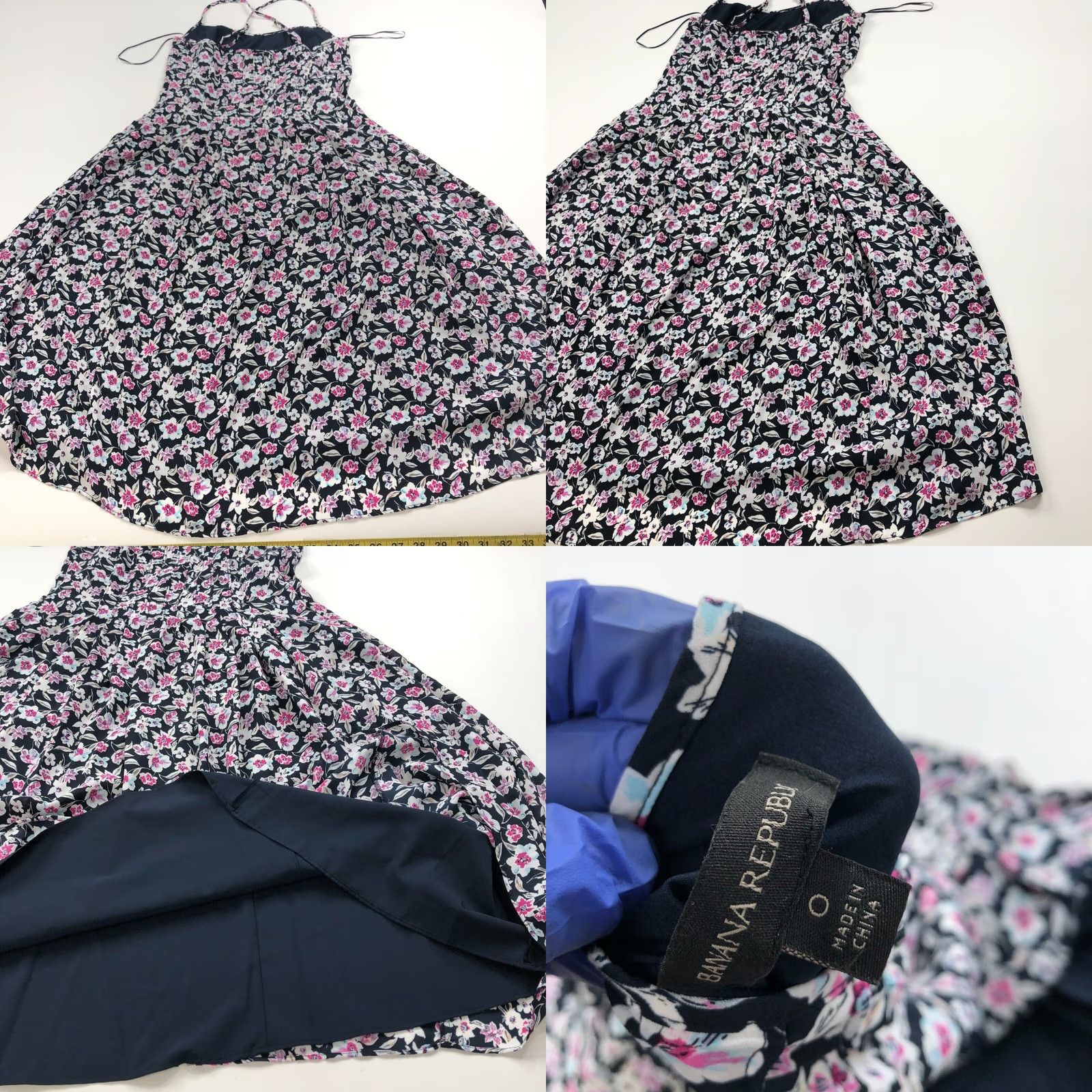 Banana Republic Banana Republic NEW Women's Knee Dress A-Line Floral All Over Print Blue 0 Size XS / US 0-2 / IT 36-38 - 8 Thumbnail