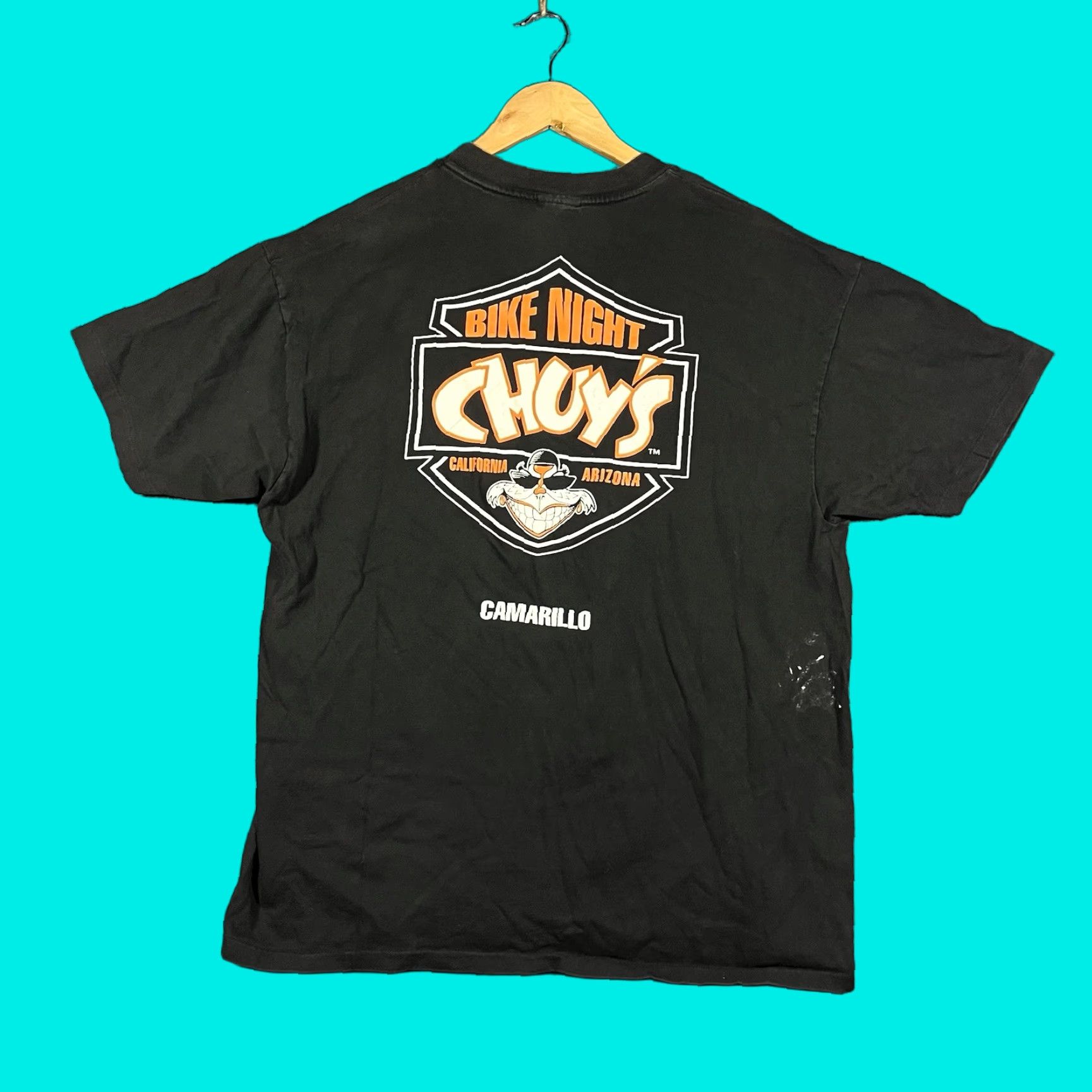 Hanes VINTAGE 90s Chuys Bike Night Shirt Hanes Beefy-T XL Black Mens Short Sleeve Crew Neck T-Shirt Graphic Print Harley Size US XL / EU 56 / 4 - 1 Thumbnail