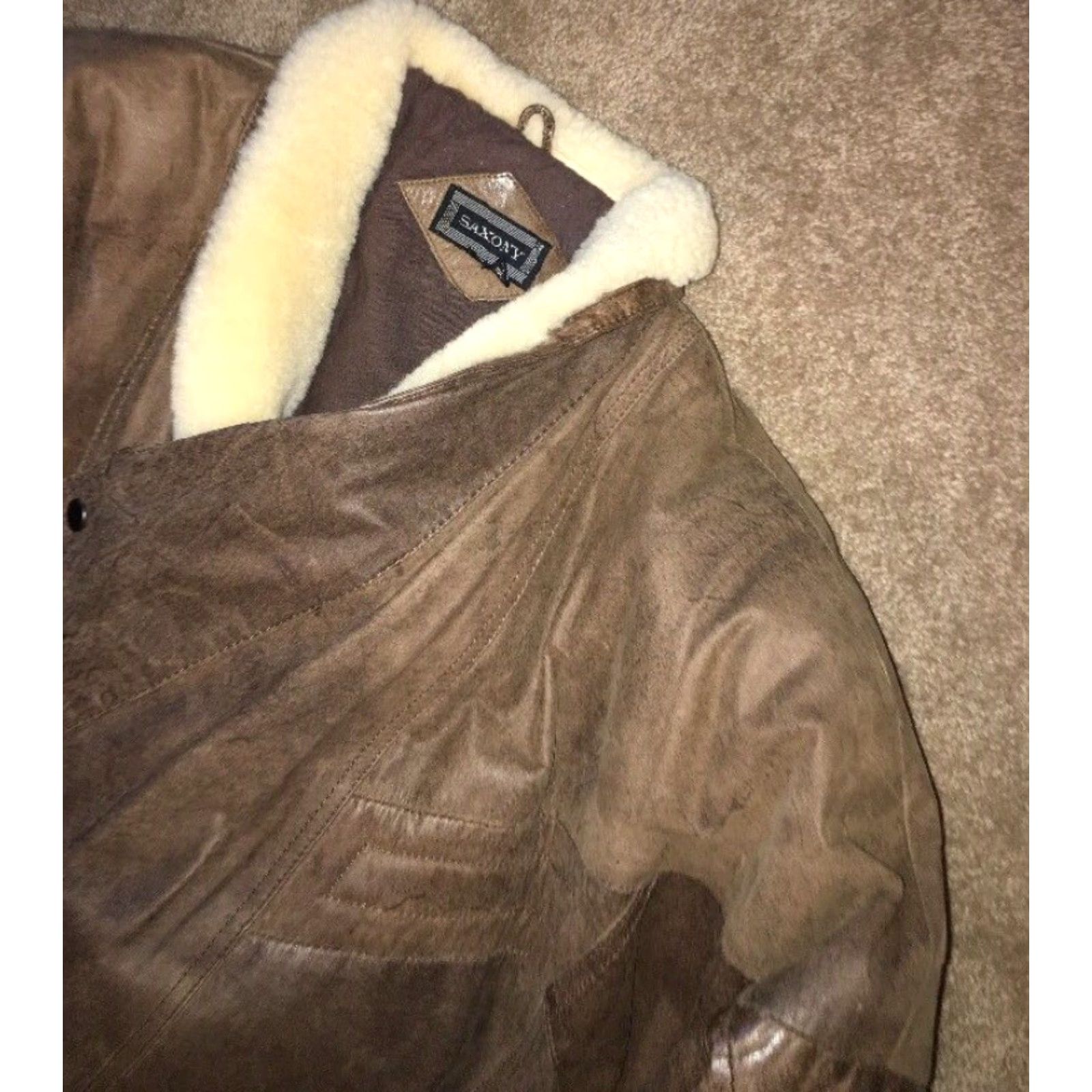 Vintage VINTAGE Saxony Leather Jacket Mens Brown 44 Sz Regular Solid Size 44 Men Brown Leather Jacket Mens VINTAGE Size US S / EU 44-46 / 1 - 2 Thumbnail
