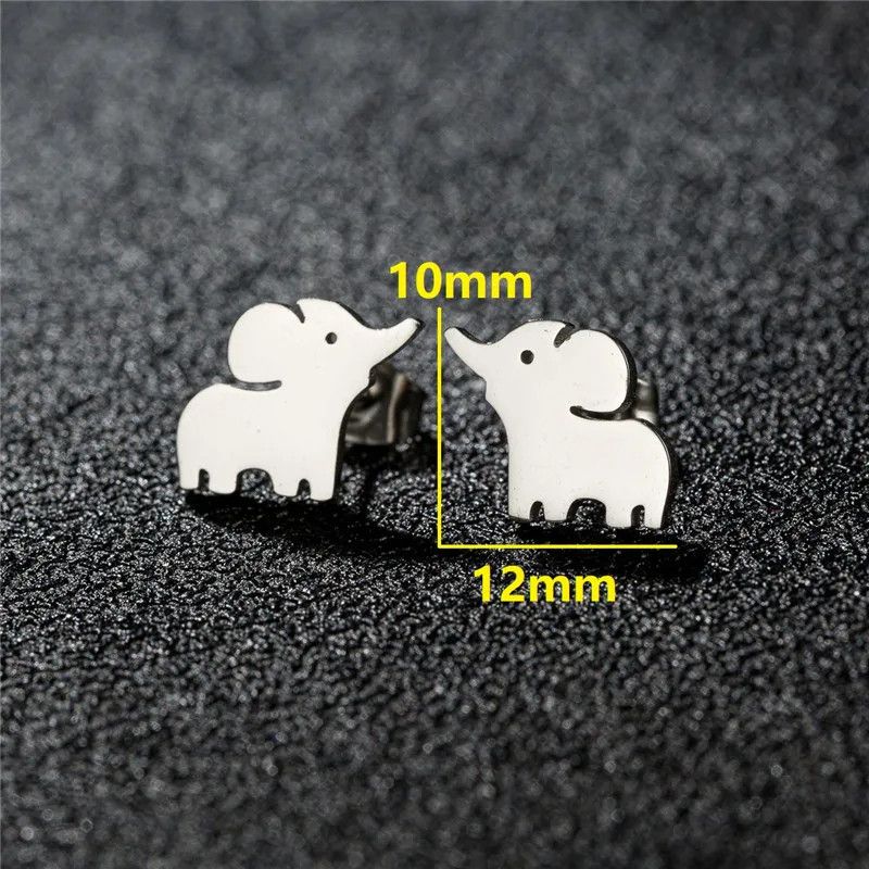 Jewelry Elephant Mini Stud Earrings Charm Earring Gift Size ONE SIZE - 2 Thumbnail