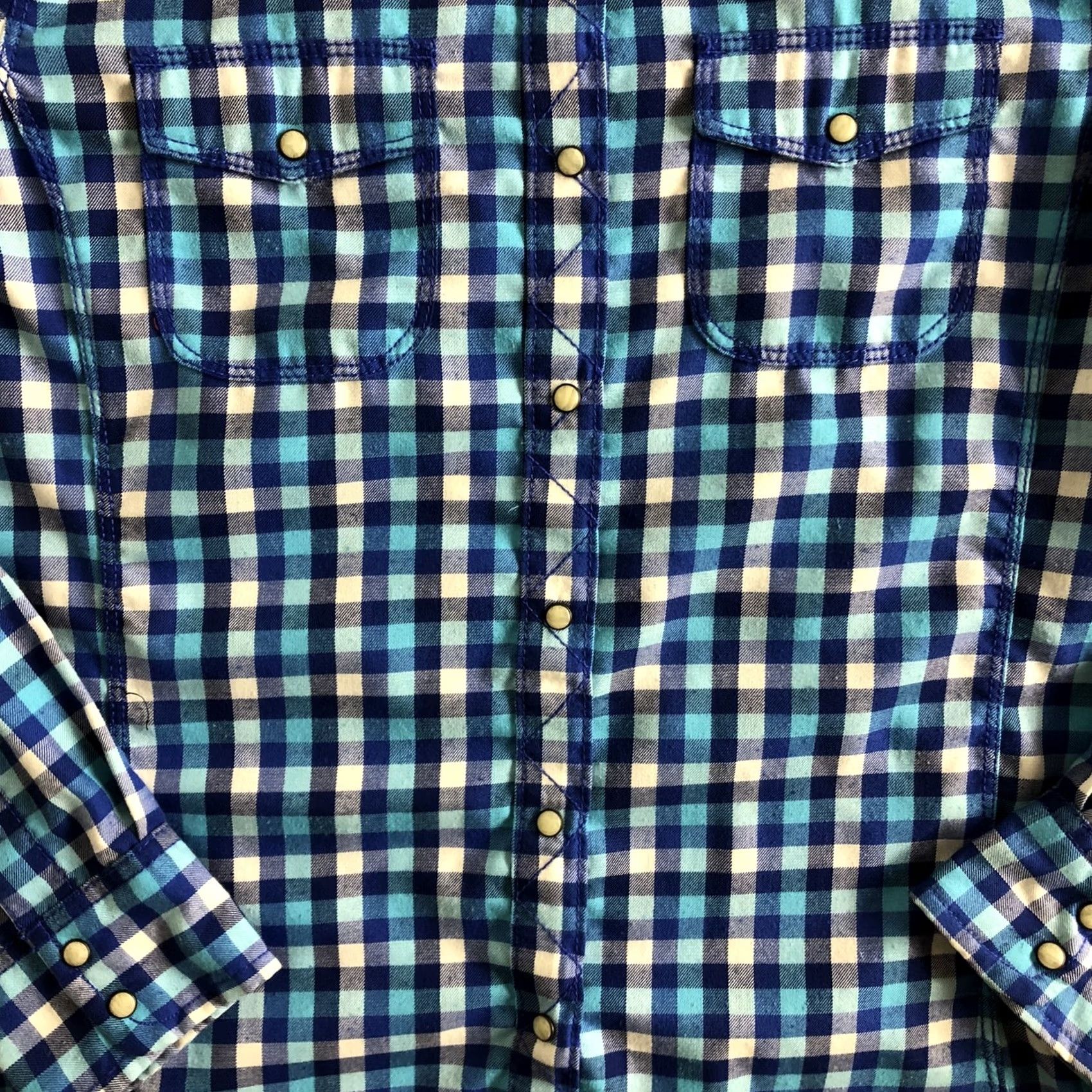 The North Face VINTAGE The North Face Shirt Women’s Blue Plaid Pearl Snap Up Long Sleeve Large Size L / US 10 / IT 46 - 5 Thumbnail