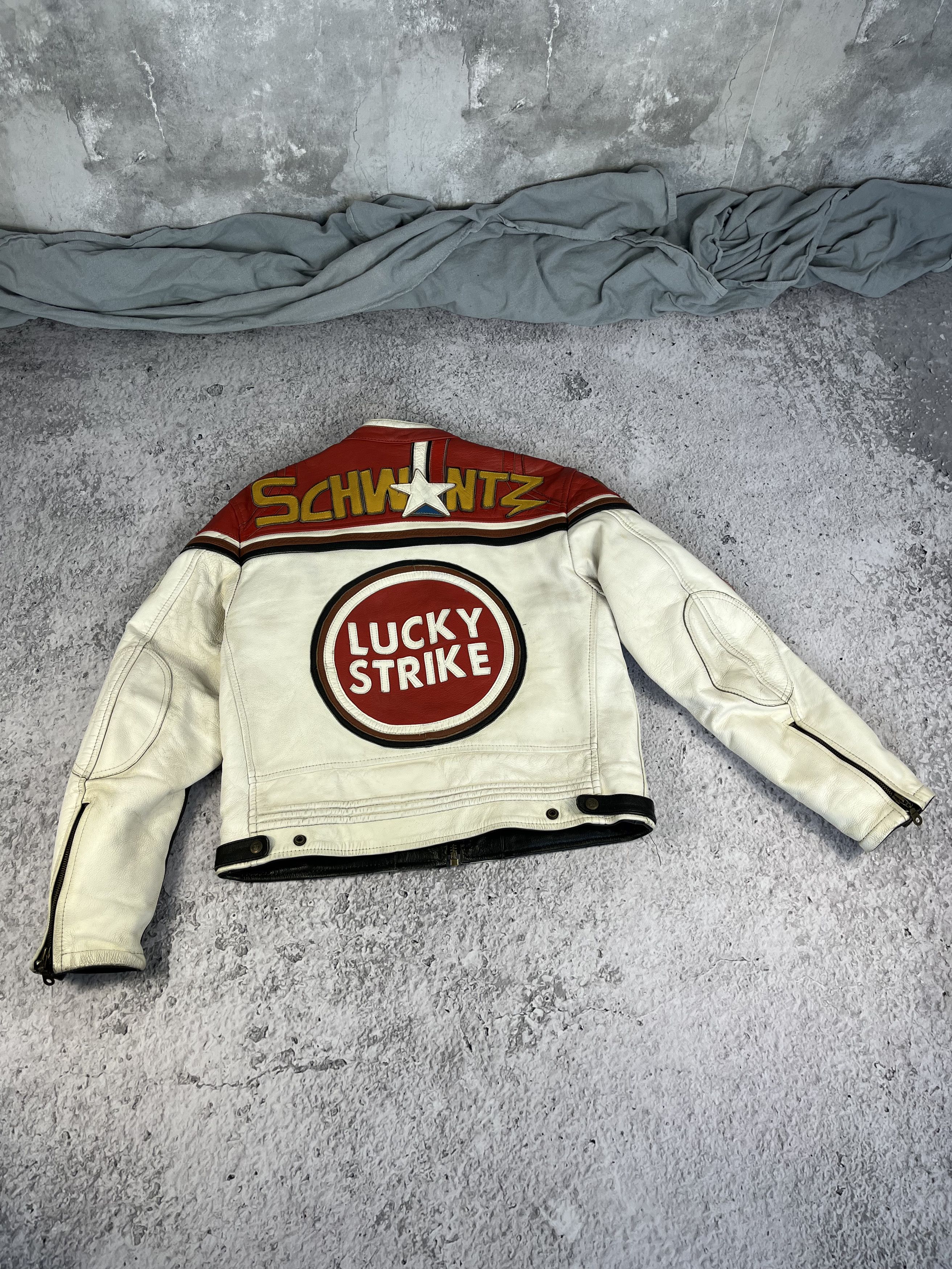Vintage 90s Lucky Strike Y2K Leather Jacket Racing 1990s Vintage Size US S / EU 44-46 / 1 - 2 Thumbnail