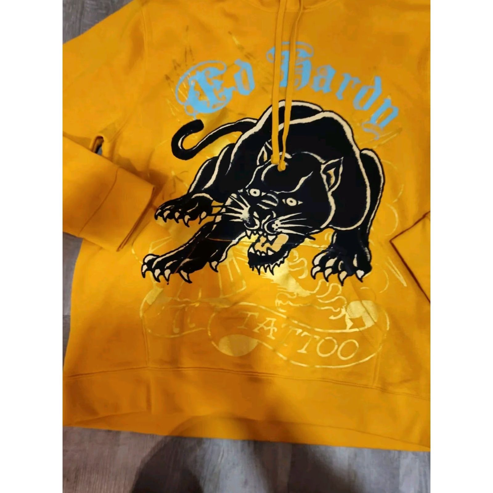 Ed Hardy VINTAGE ED HARDY Hoodie Shirt Mens L Graphic Print Hooded Pullover Yellow NWT New Size US L / EU 52-54 / 3 - 4 Thumbnail