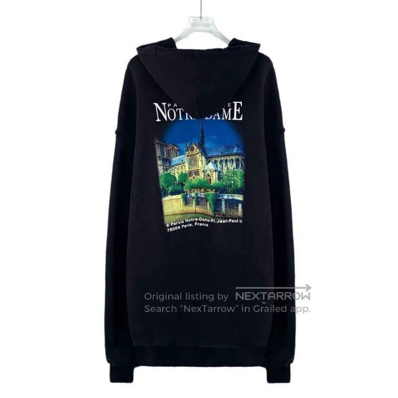 Balenciaga Balenciaga Black Church Lettering Printed Cotton Hooded Dr Size US M / EU 48-50 / 2 - 2 Thumbnail