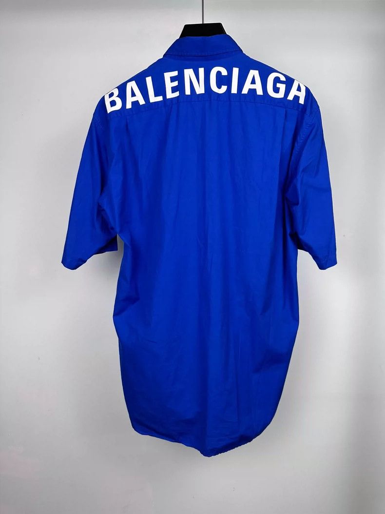 Balenciaga Balenciaga size 37 Blue Letter Short Sleeve Shirt Size US M / EU 48-50 / 2 - 1 Thumbnail