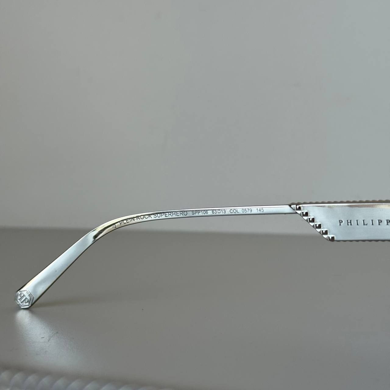 Philipp Plein Philipp Plein Rock Superhero SPP106 Men’s Sunglasses Silver Size ONE SIZE - 14 Thumbnail