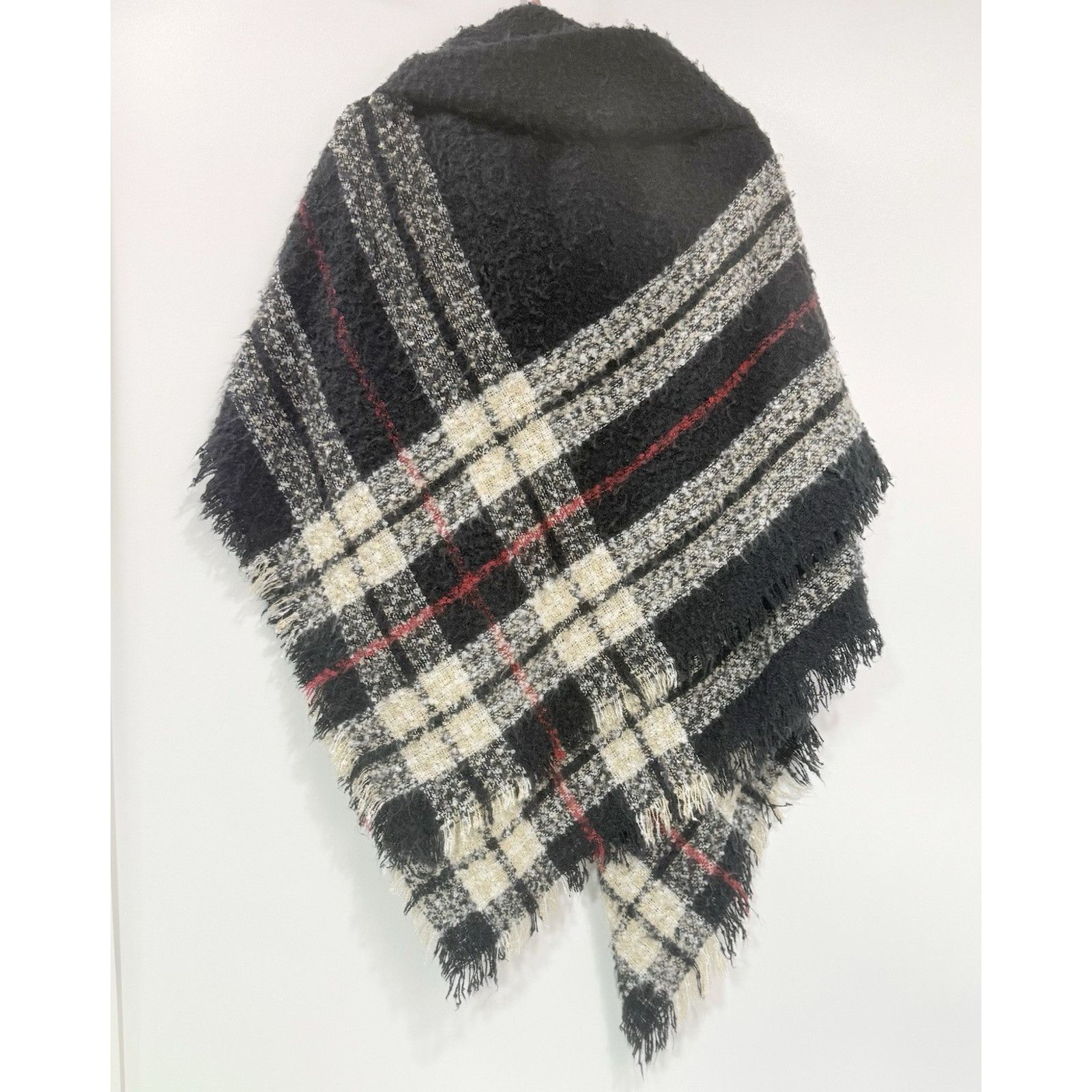 St. Johns Bay St John's Bay Shawl Wrap Wo's Plaid Fringe Poncho Scarf Size ONE SIZE - 3 Thumbnail
