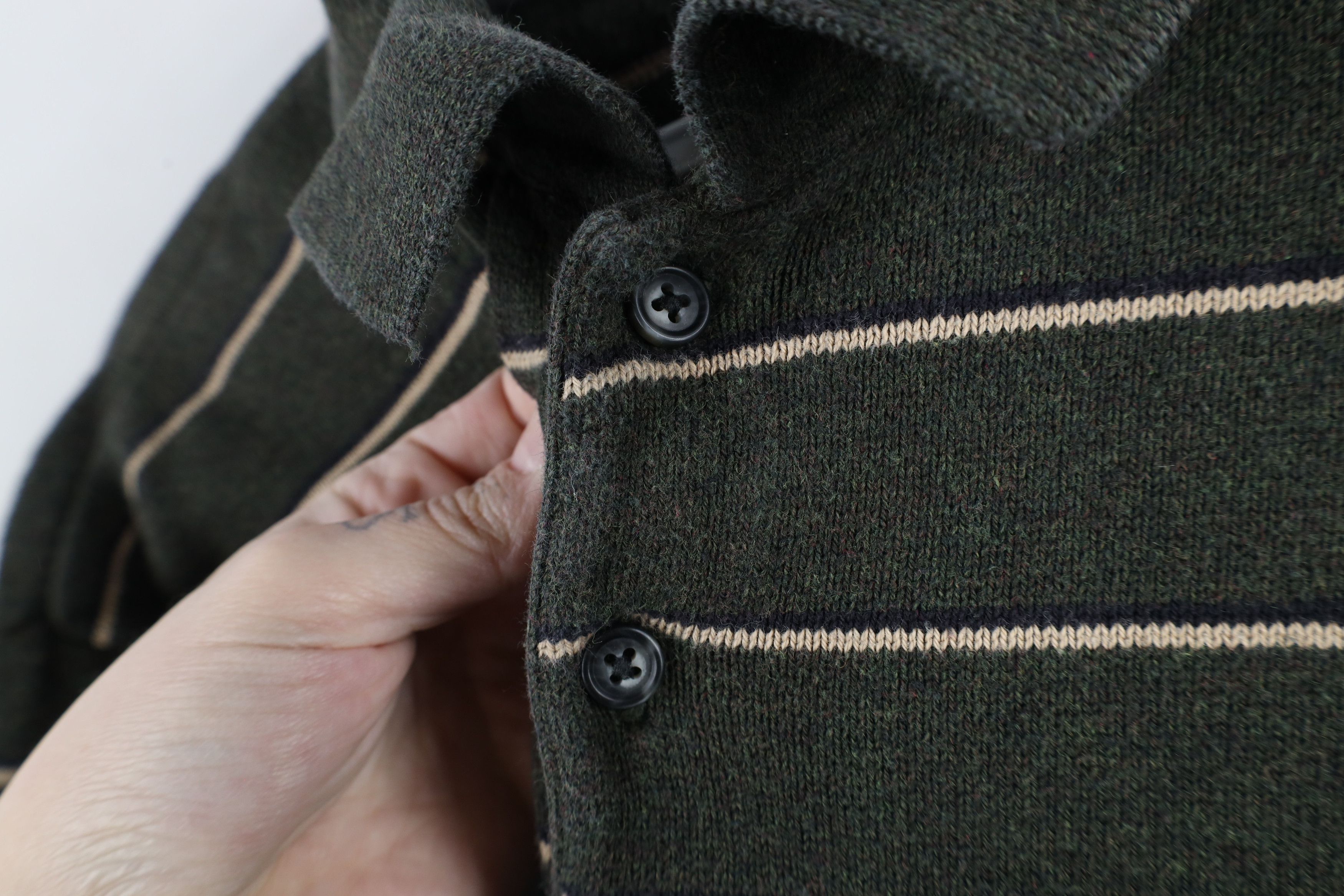 Vintage Vintage 90s Streetwear Cotton Knit Striped Long Sleeve Polo Size US XL / EU 56 / 4 - 5 Thumbnail