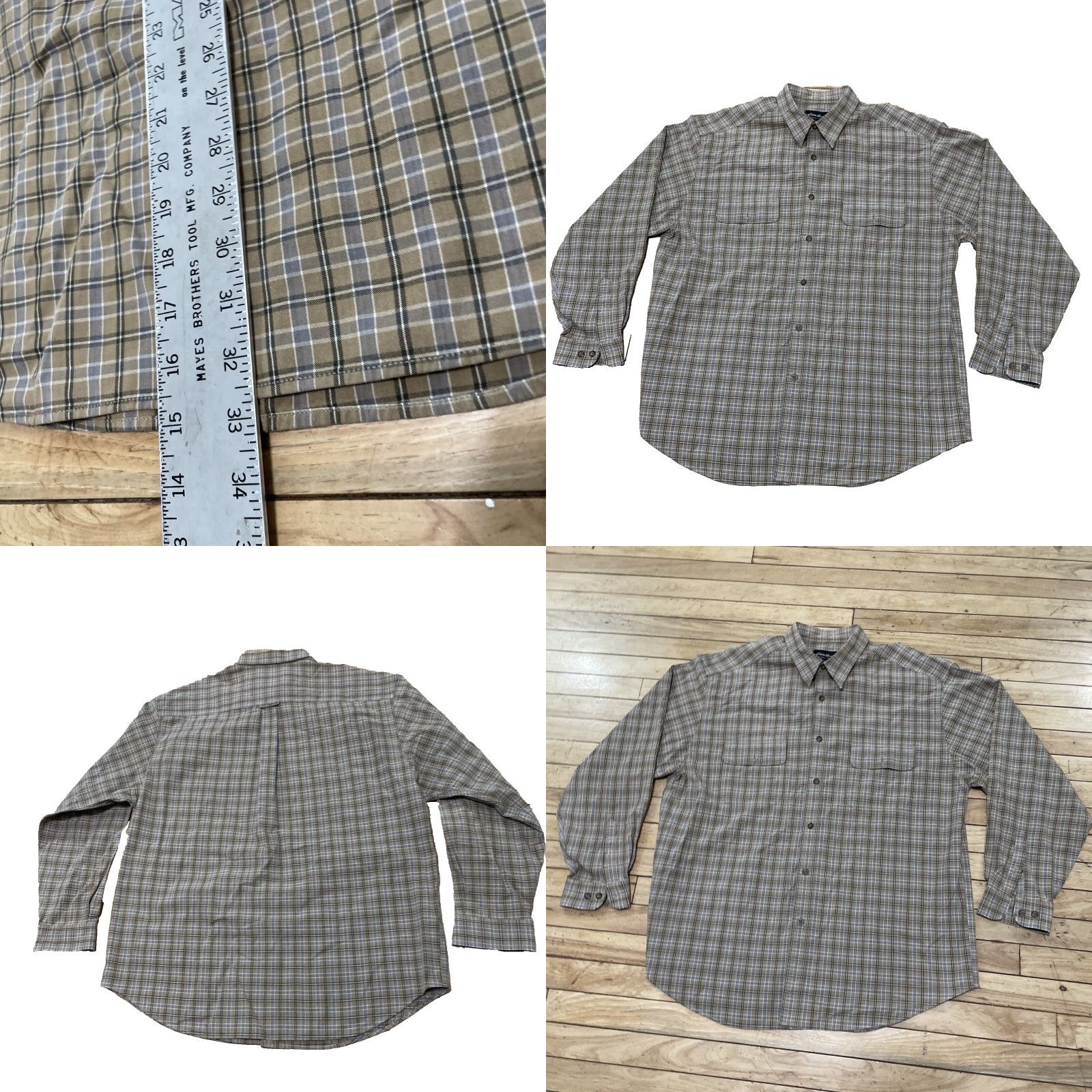 Eddie Bauer VINTAGE Eddie Bauer Button-Up Shirt Men XL Twill Canvas Pockets 90s Y2k Outdoor Tan Gold Brown Plaid Size US XL / EU 56 / 4 - 9 Thumbnail