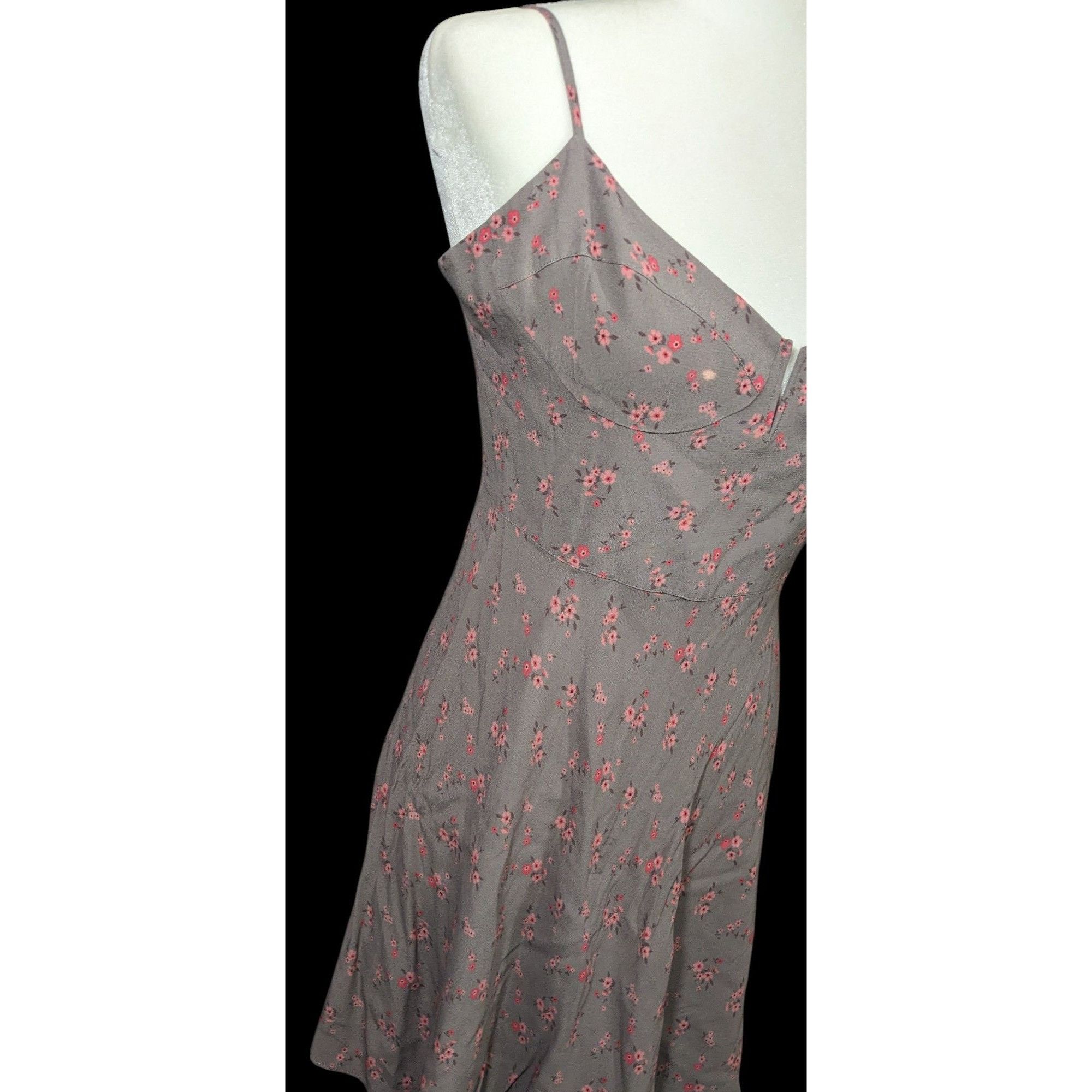 Other Blue Life Coquette Grey And Pink Floral Retro Summer Dress S Size M / US 6-8 / IT 42-44 - 4 Thumbnail