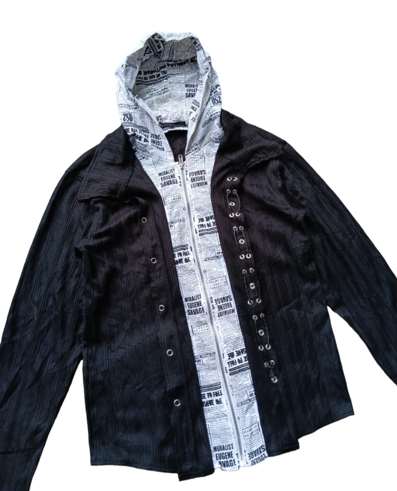 Japanese Brand The boys garden news papper double layer lace up hoodie Size US M / EU 48-50 / 2 - 3 Thumbnail