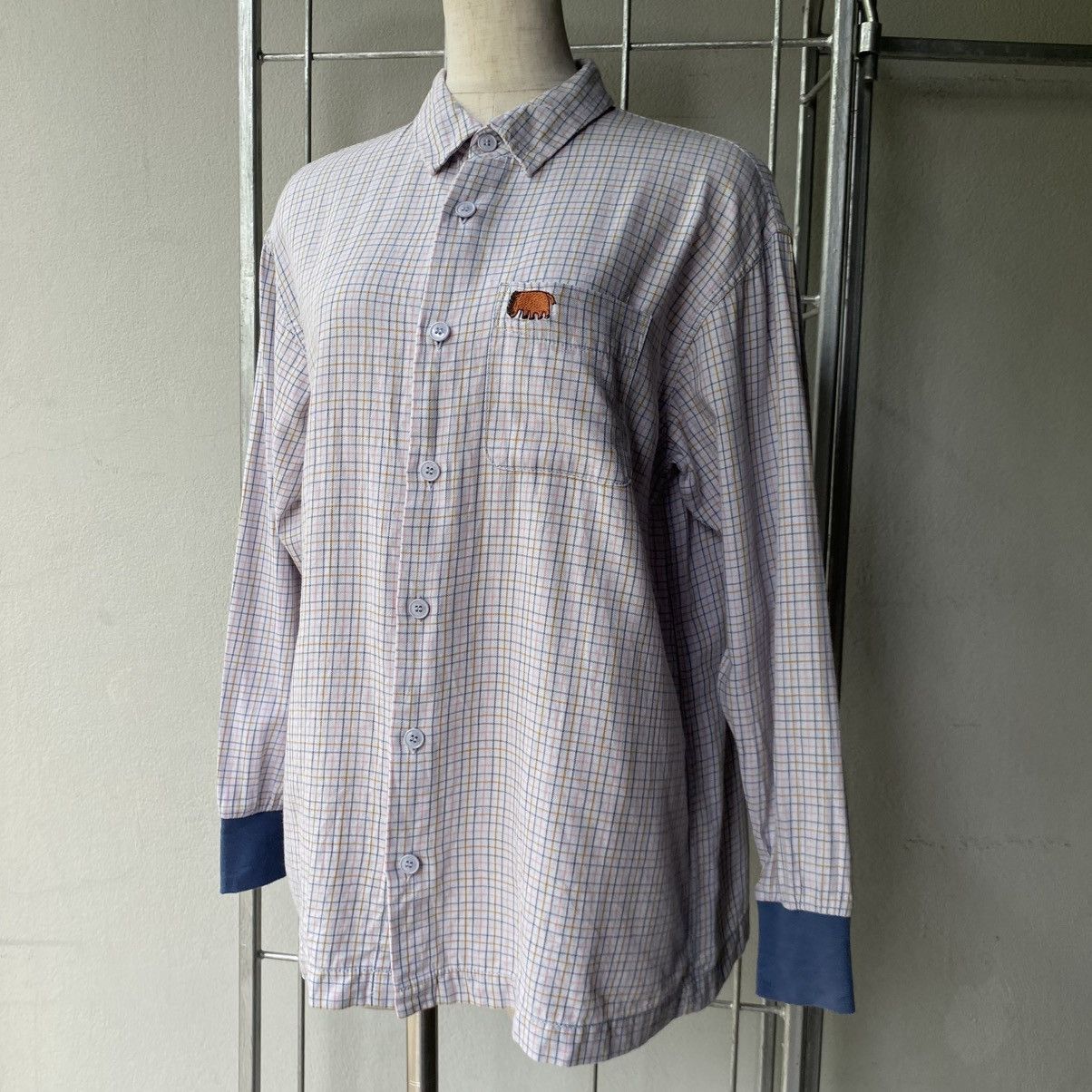 Ne-Net Né-net Checkered Long Sleeve Shirt with Bear Embroidery Size US M / EU 48-50 / 2 - 16 Thumbnail
