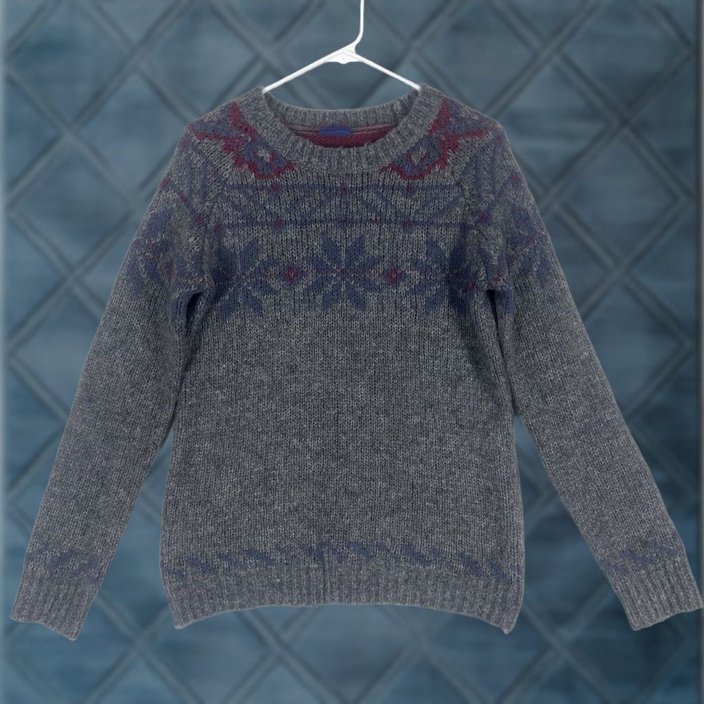 Vintage VINTAGE Le Tigre Sweater Fair Isle Wool Blend Crew Neck Women's Small Gray Xmas Holiday Christmas Knit Pullover Size S / US 4 / IT 40 - 1 Thumbnail