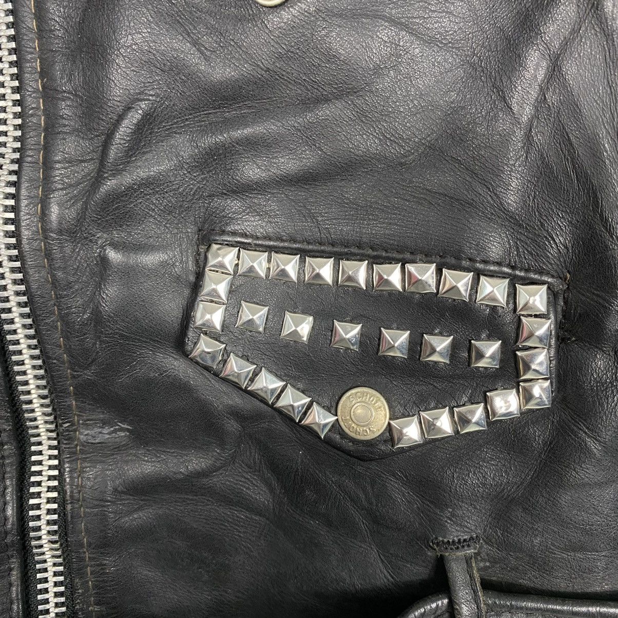 Schott 🔥VINTAGE LEATHER JACKET SCHOTT PERFECTO DOUBLE COLLAR PUNK Size US M / EU 48-50 / 2 - 8 Thumbnail