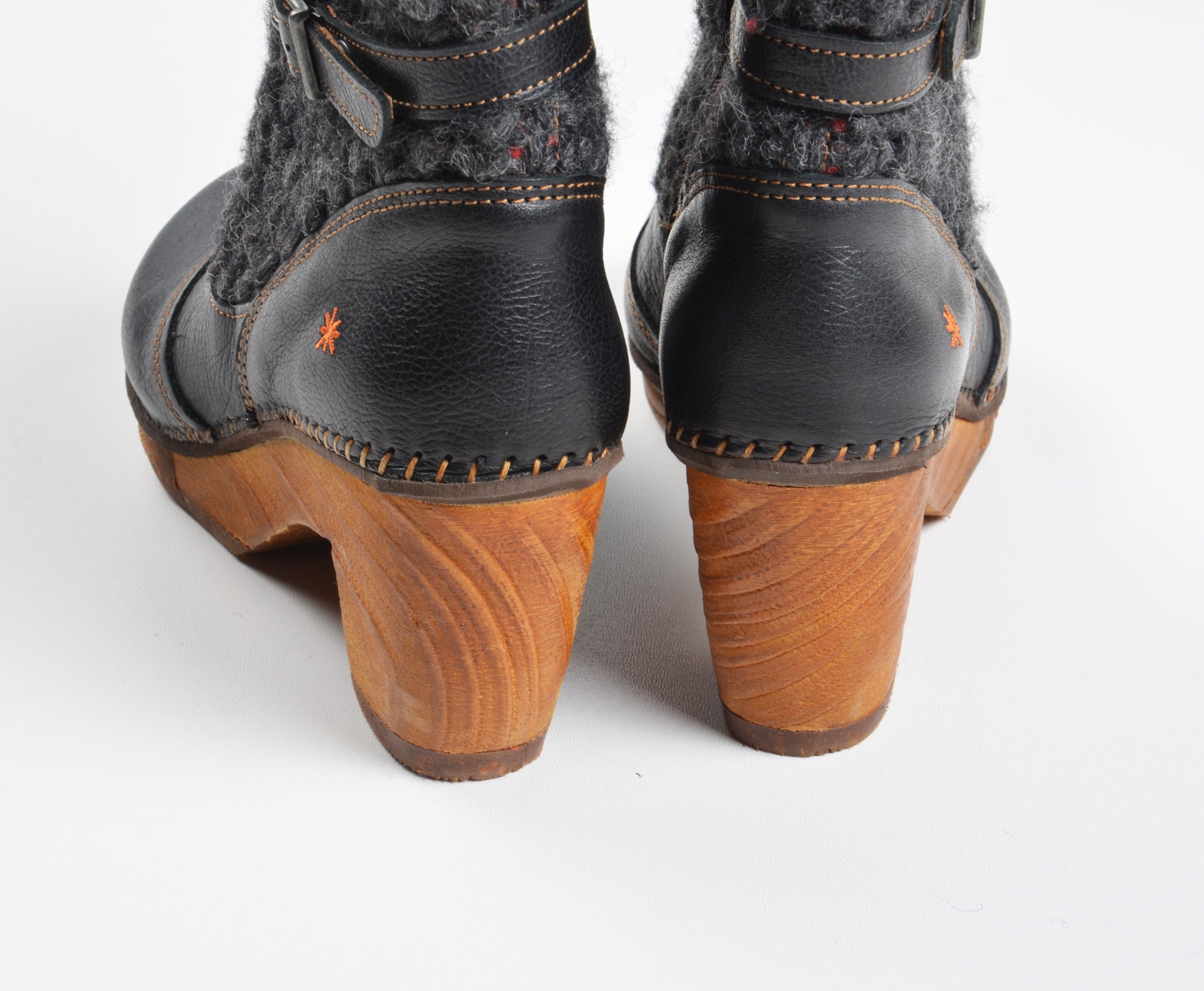 Other The Art Company Y2K Knit Leather Clog Wooden Heel Boots Size US 9 / IT 39 - 7 Thumbnail