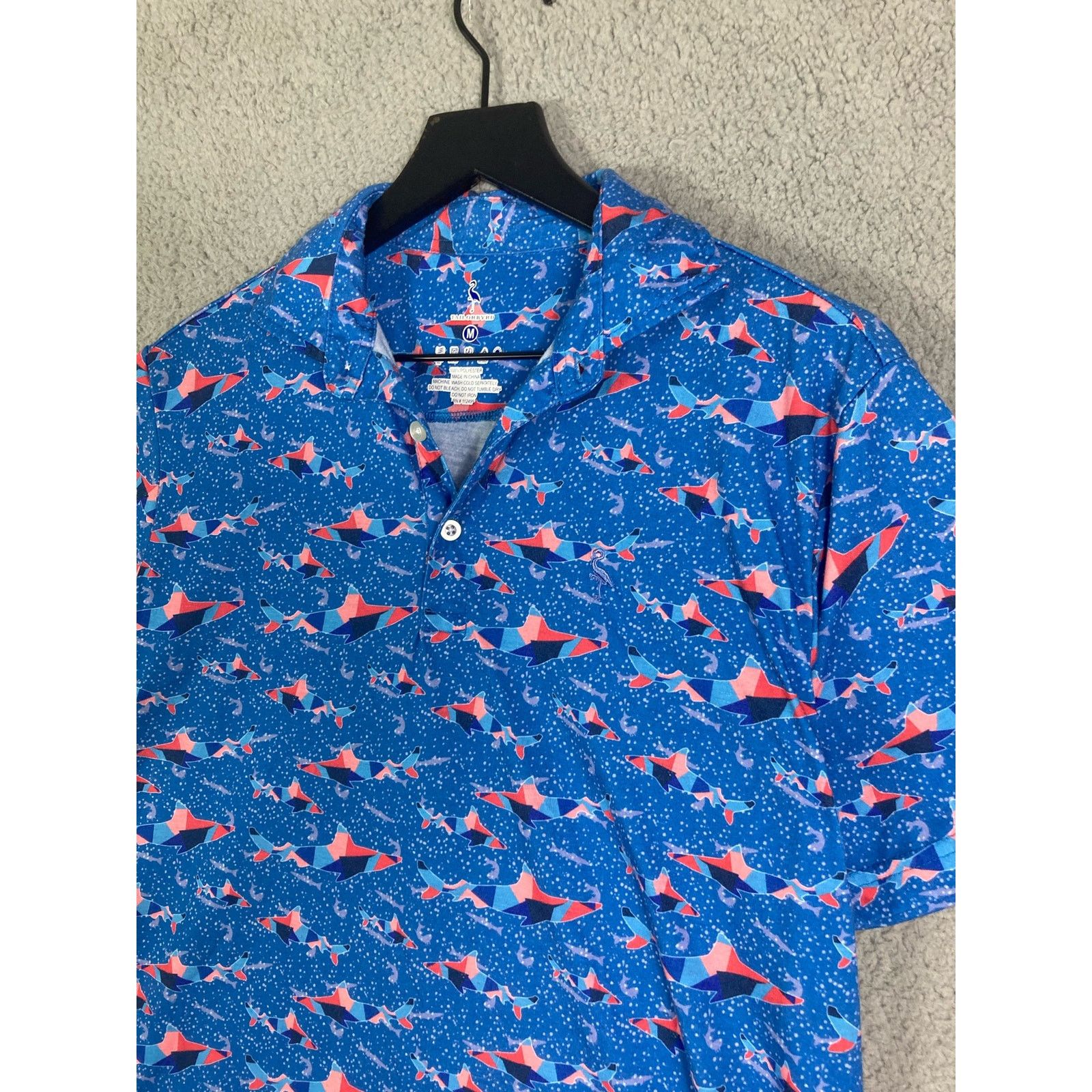 Tailorbyrd TAILORBYRD Men's M Blue Golf Polo Shirt UV Protection Shark Size US M / EU 48-50 / 2 - 6 Thumbnail